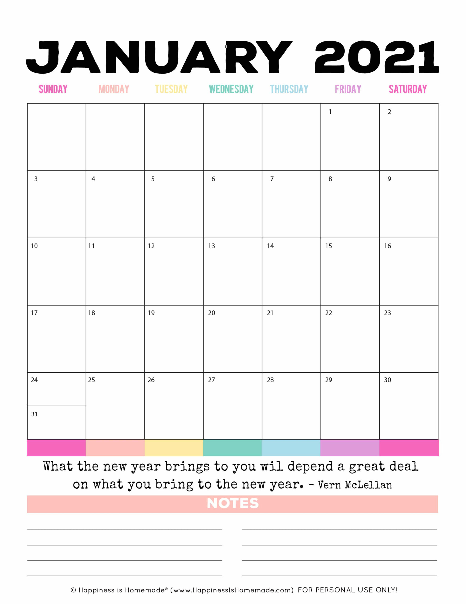 2021 Printable Monthly Calendar With Lines | Calendar Printables Free