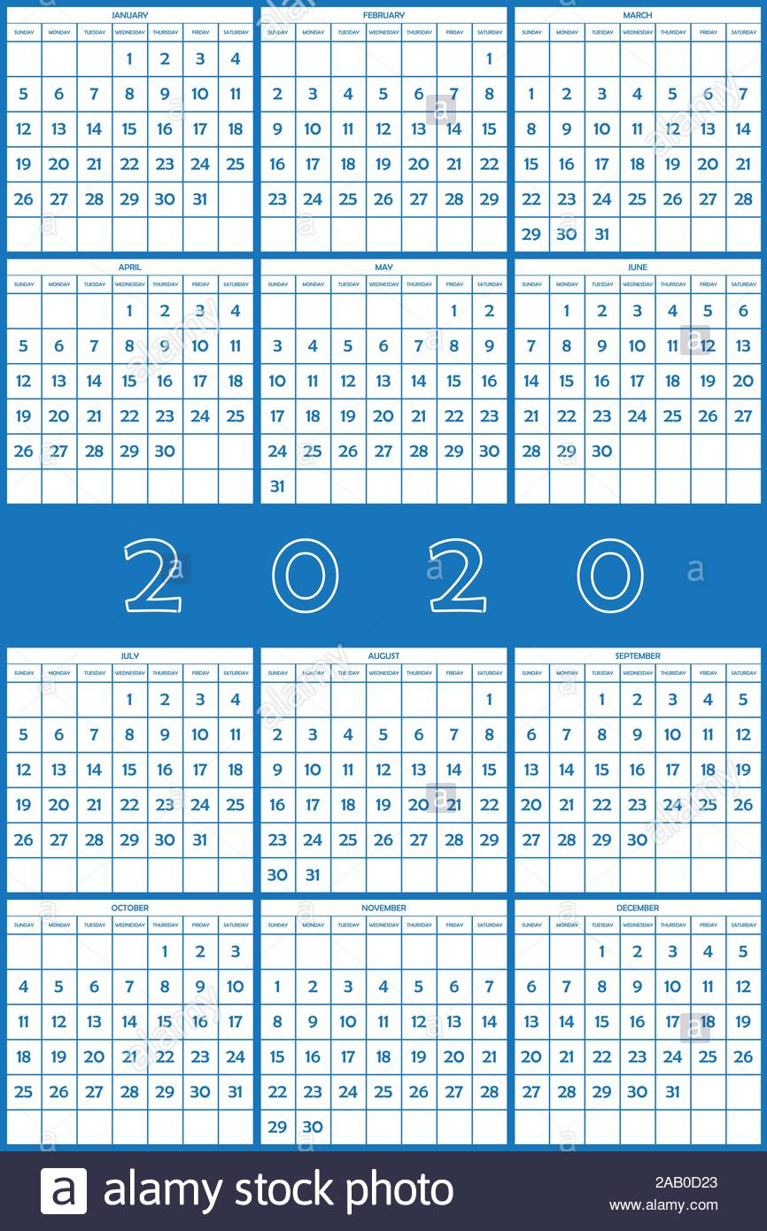 2020 Planner Calendar Big Day Numbers Big Editable Space On