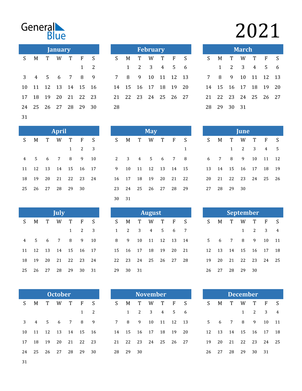 Calendar 2021 2021 Free Download