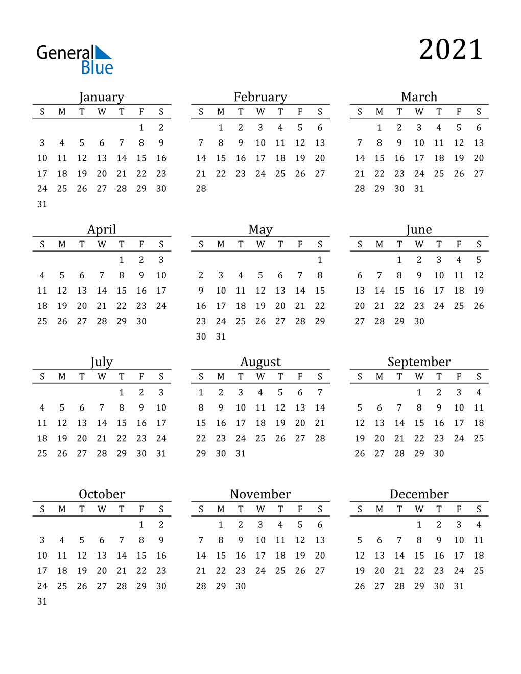 2021 Calendar (Pdf Word Excel)