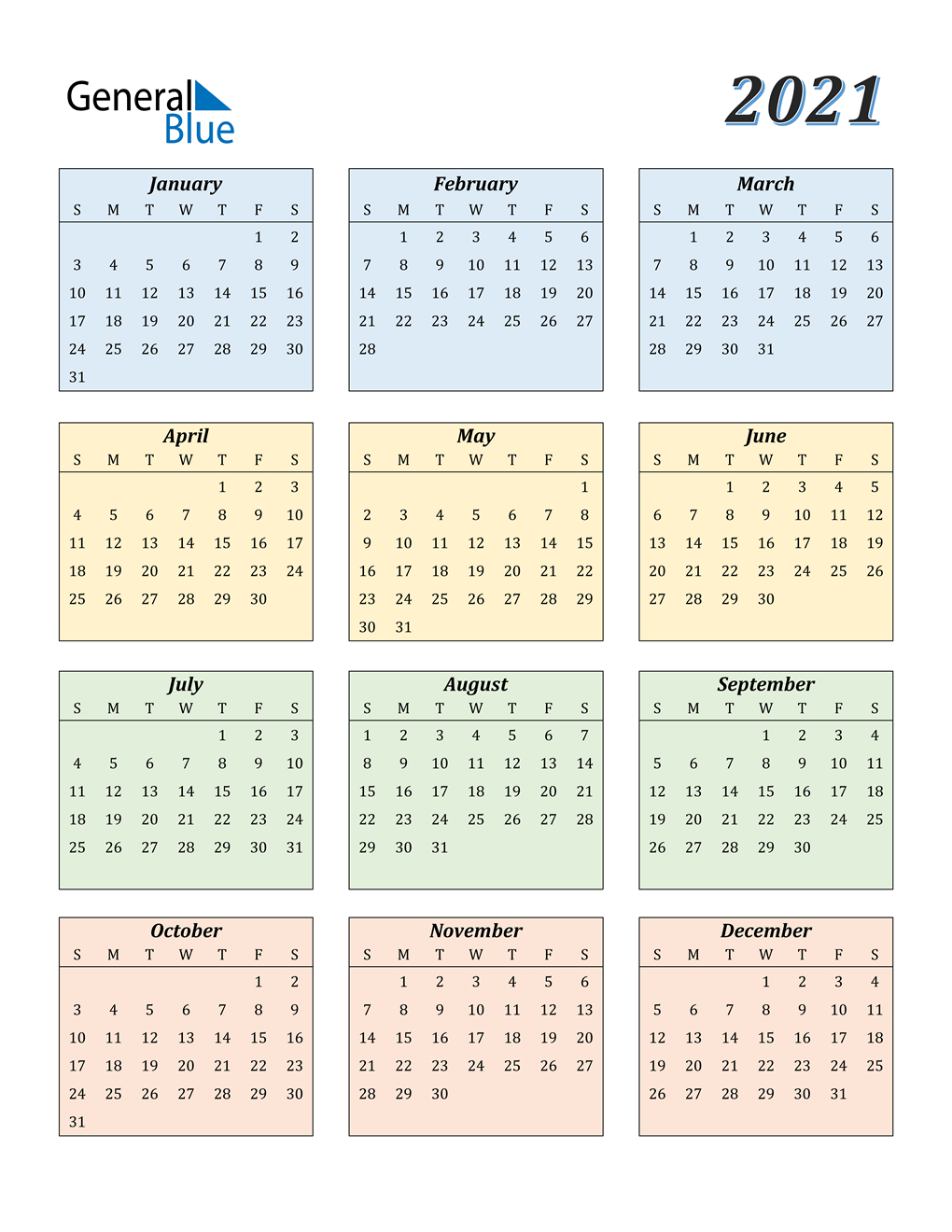 2021 Calendar (Pdf Word Excel)