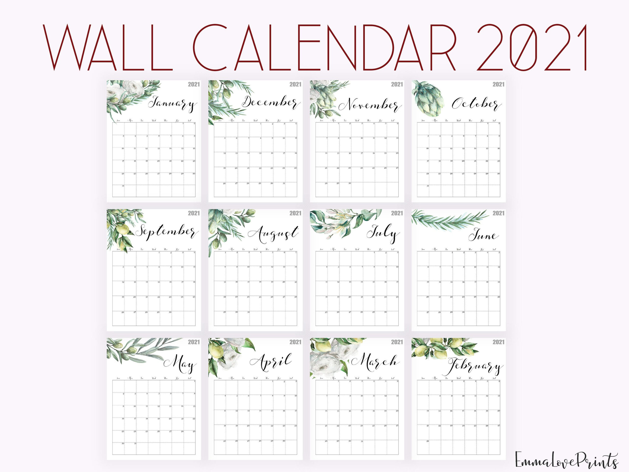 2021 Calendar Printable Cute