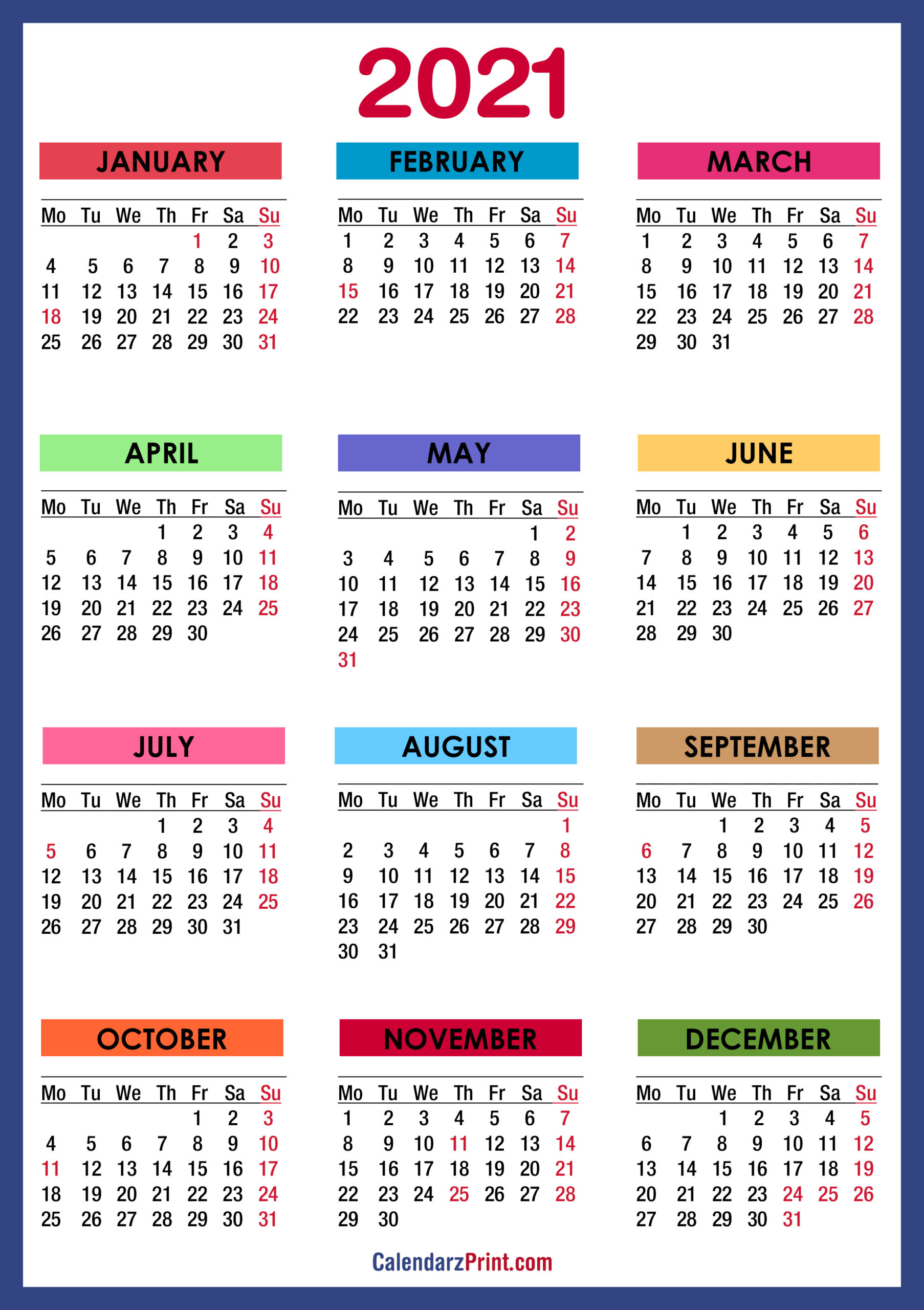 2021 Calendar Printable Free Calendar Printables Free Templates 8821