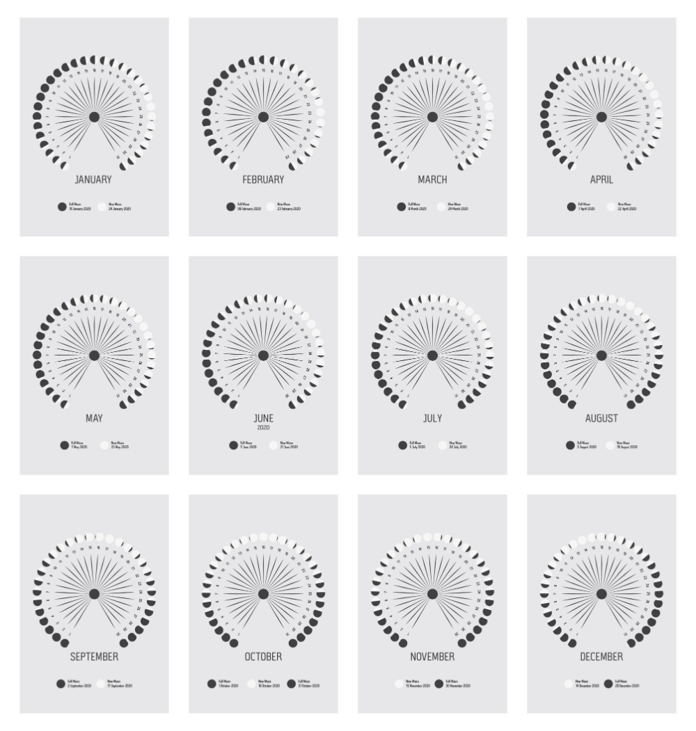 2021 Desk Calendar With Stand 2021 Moon Phase Chart 12 Page