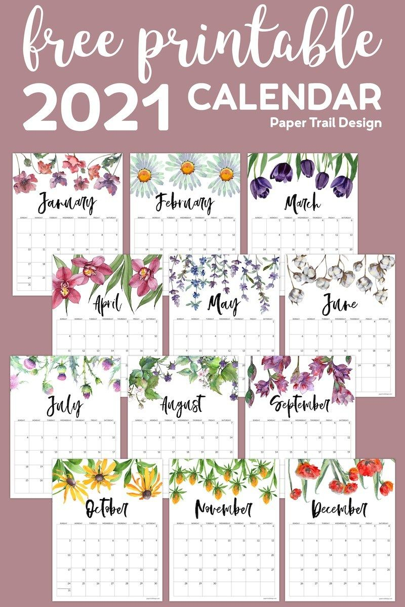 2021 Free Printable Calendar - Floral | Paper Trail Design