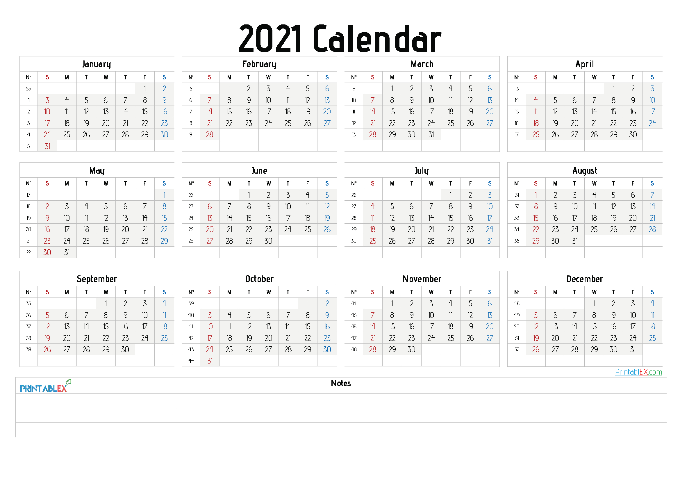 2021 Free Yearly Calendar Template Word – Free Printable 2020