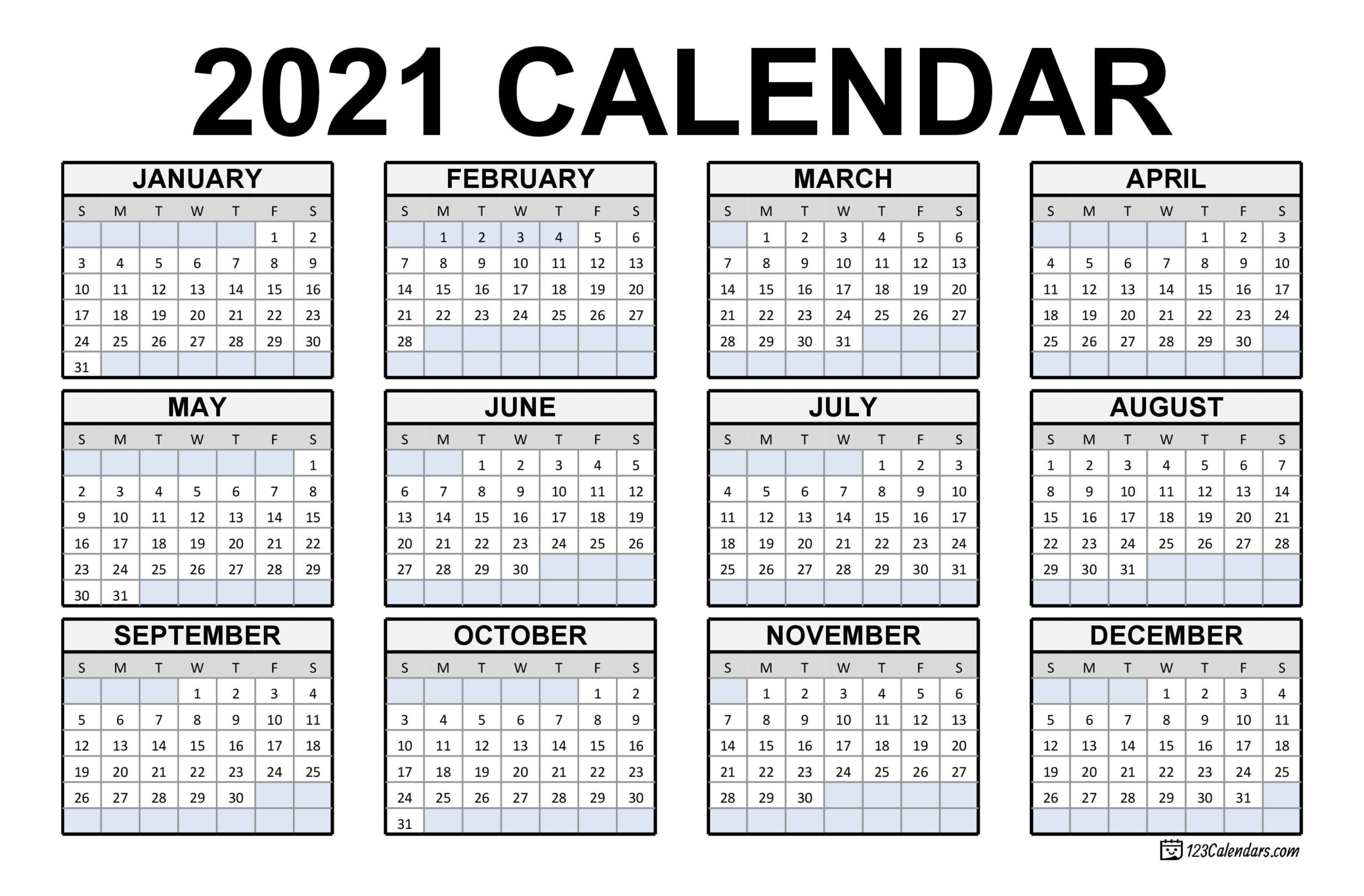 Calendar Of Just Weekends For 2021 | Calendar Printables Free Templates