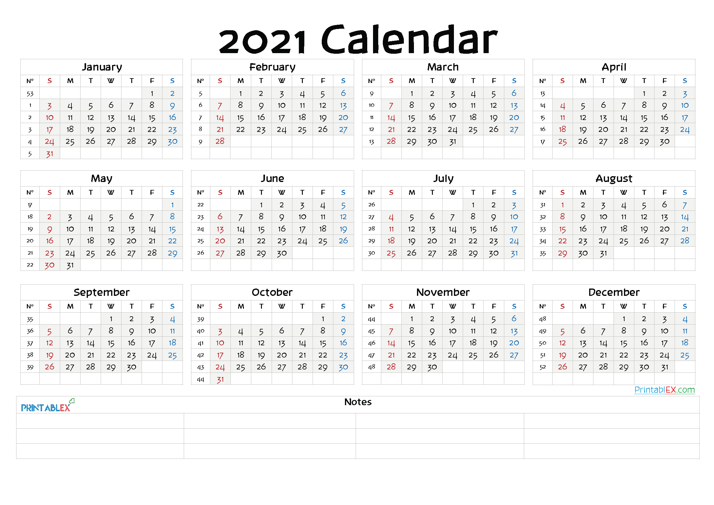 2021 Yearly Calendar Template Word – 6 Templates – Free