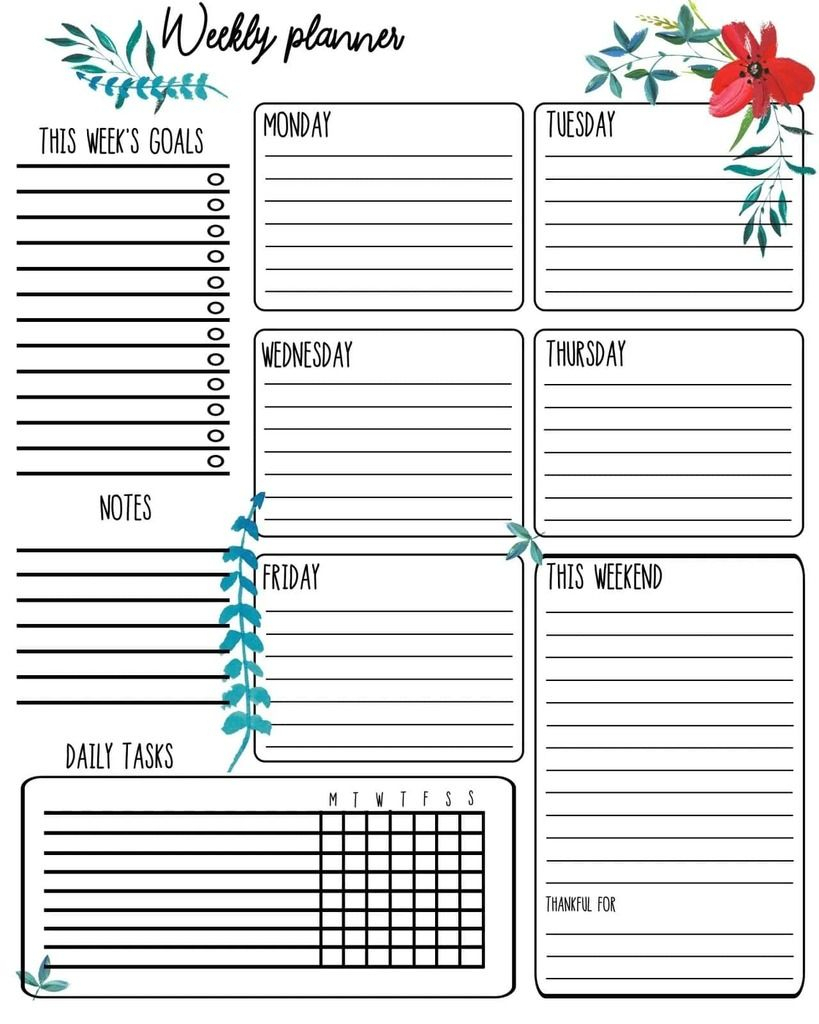 29 Free Weekly Planner Template Printables For 2021