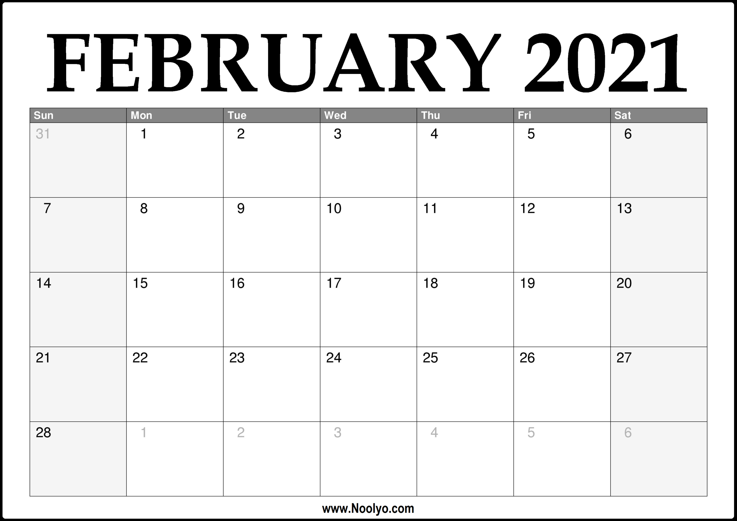 30 Free February 2021 Calendars For Home Or Office - Onedesblog