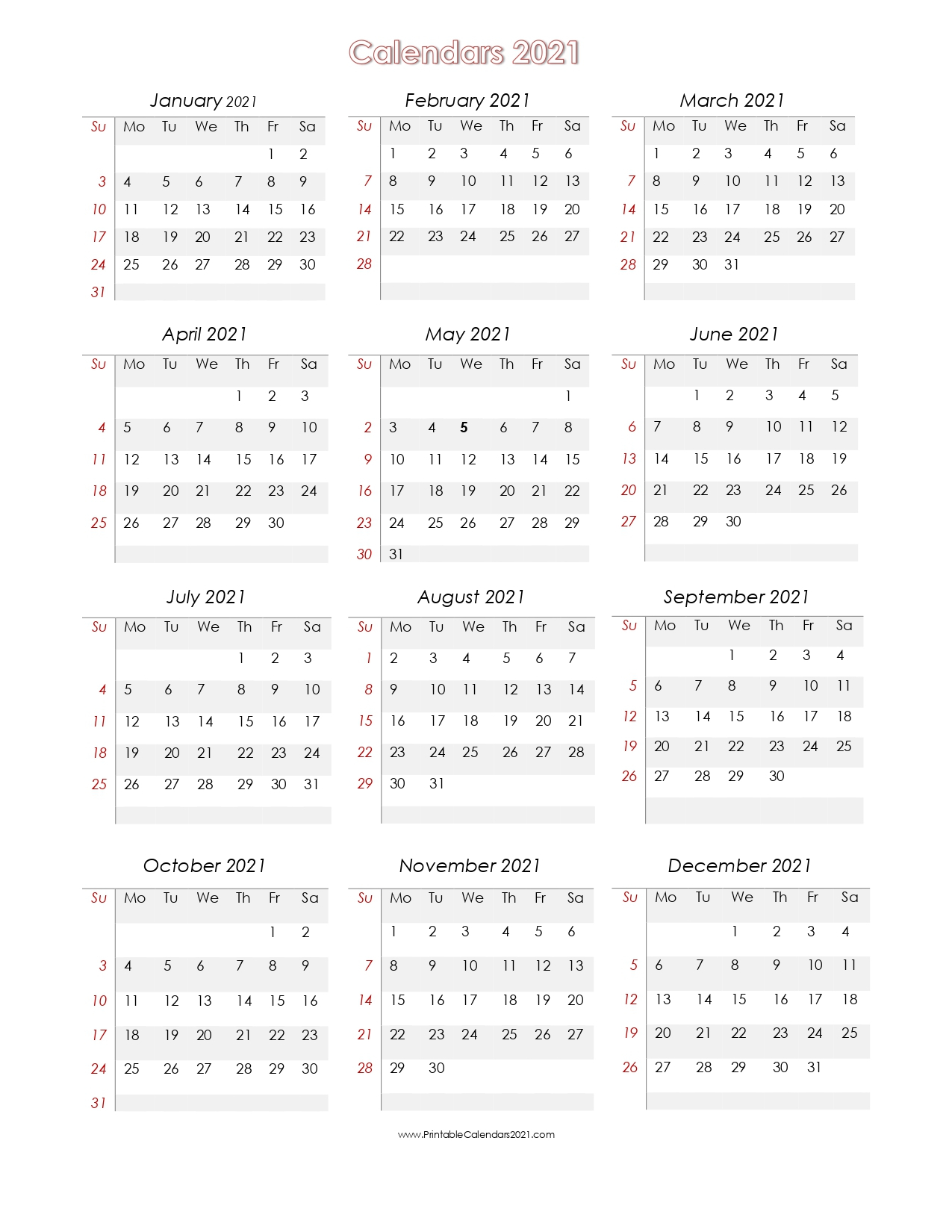 56+ Printable Calendar 2021 One Page Us 2021 Calendar