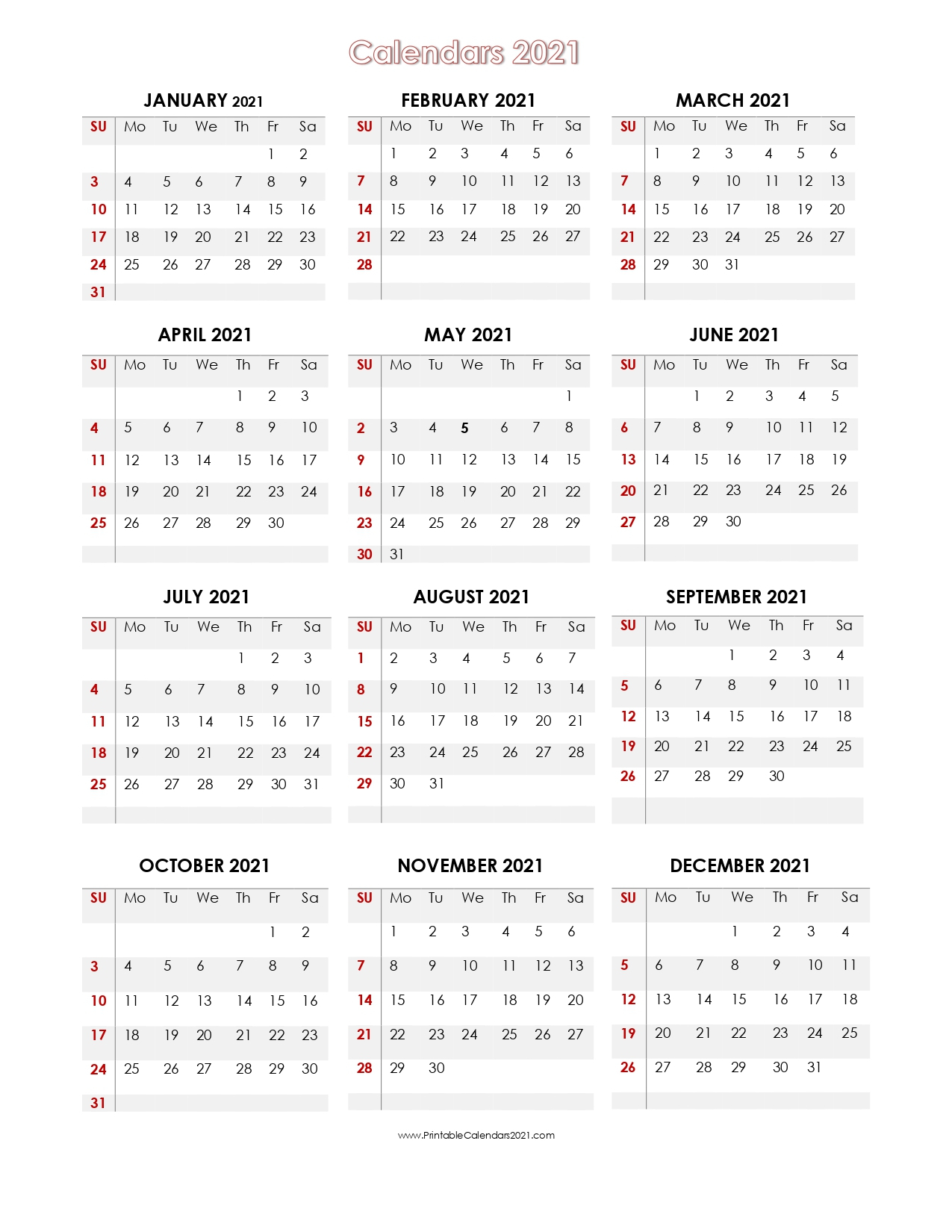 56+ Printable Calendar 2021 One Page Us 2021 Calendar