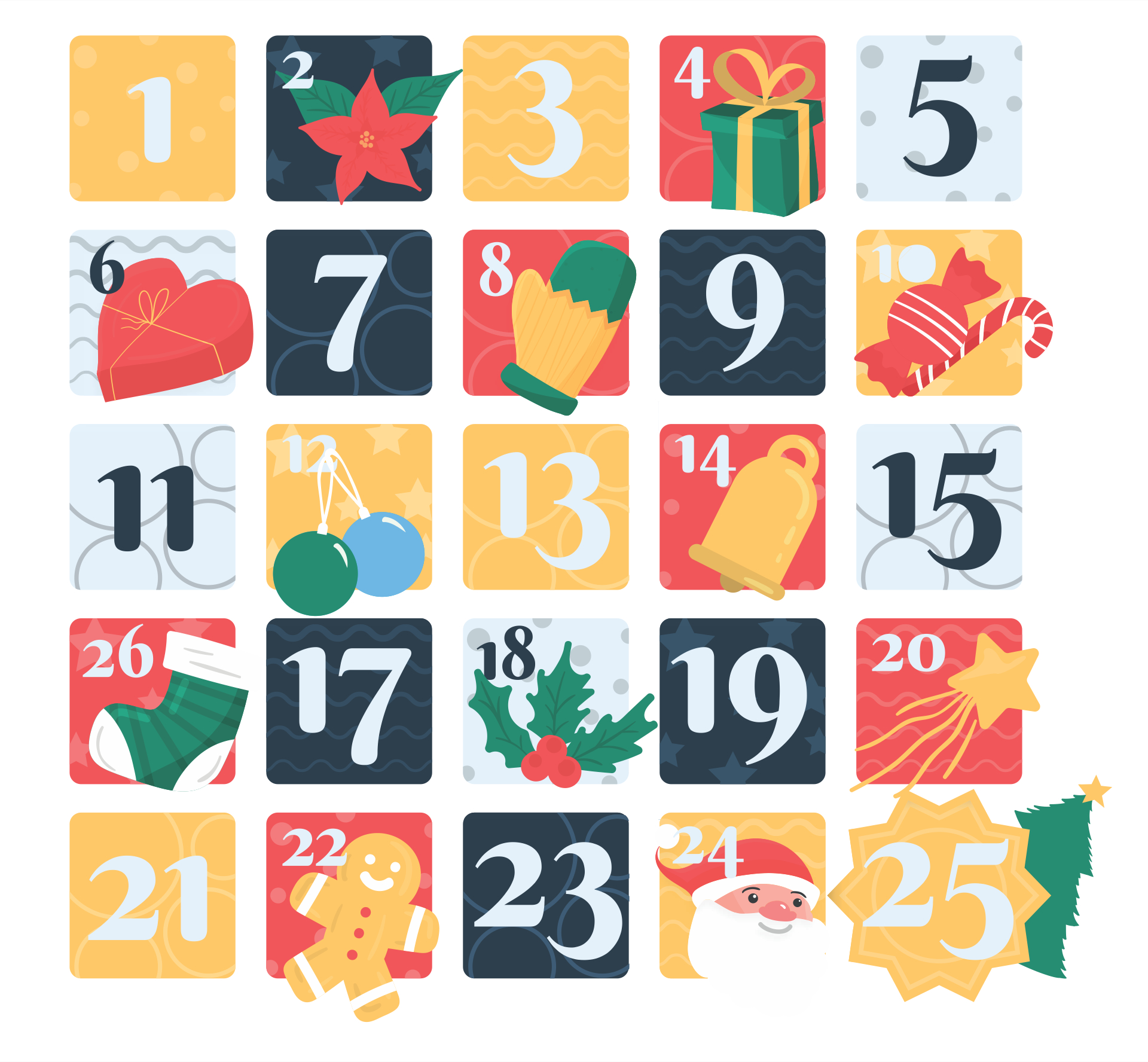 1 Through 30 Christmas Numbers Printable