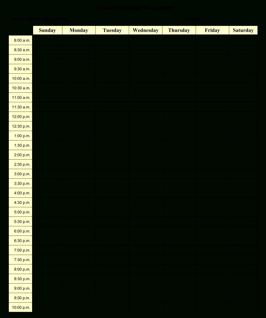 7 Best Printable Weekly Calendar With Time Slots