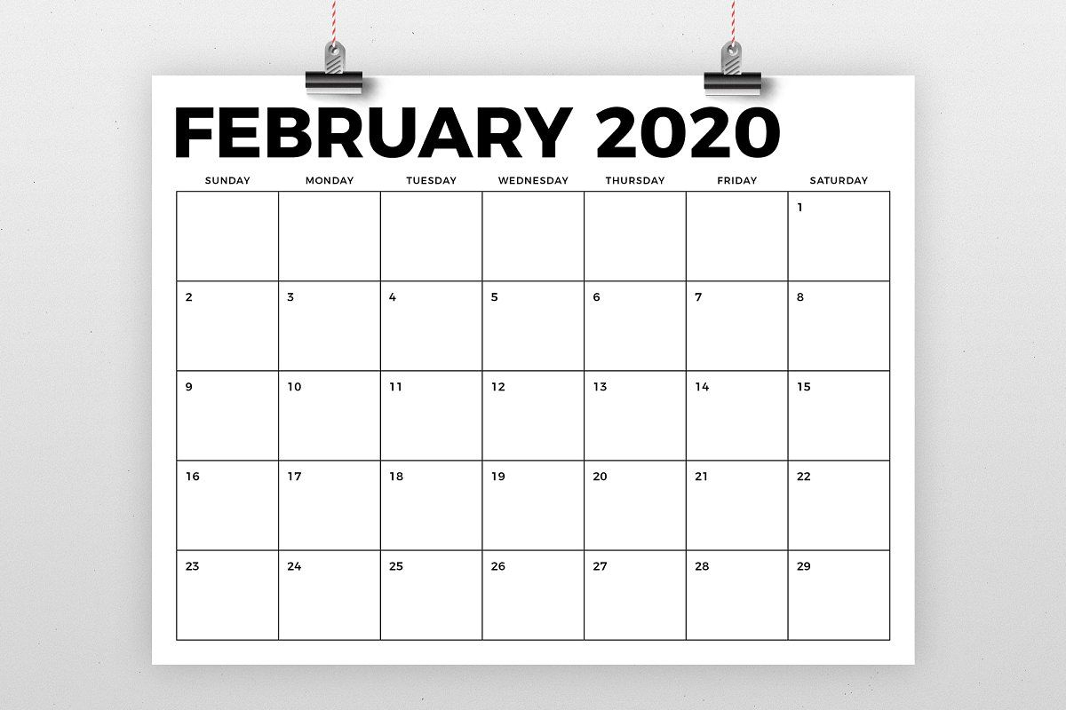 8.5 X 11 Inch Bold 2020 Calendar | Calendar Template Blank