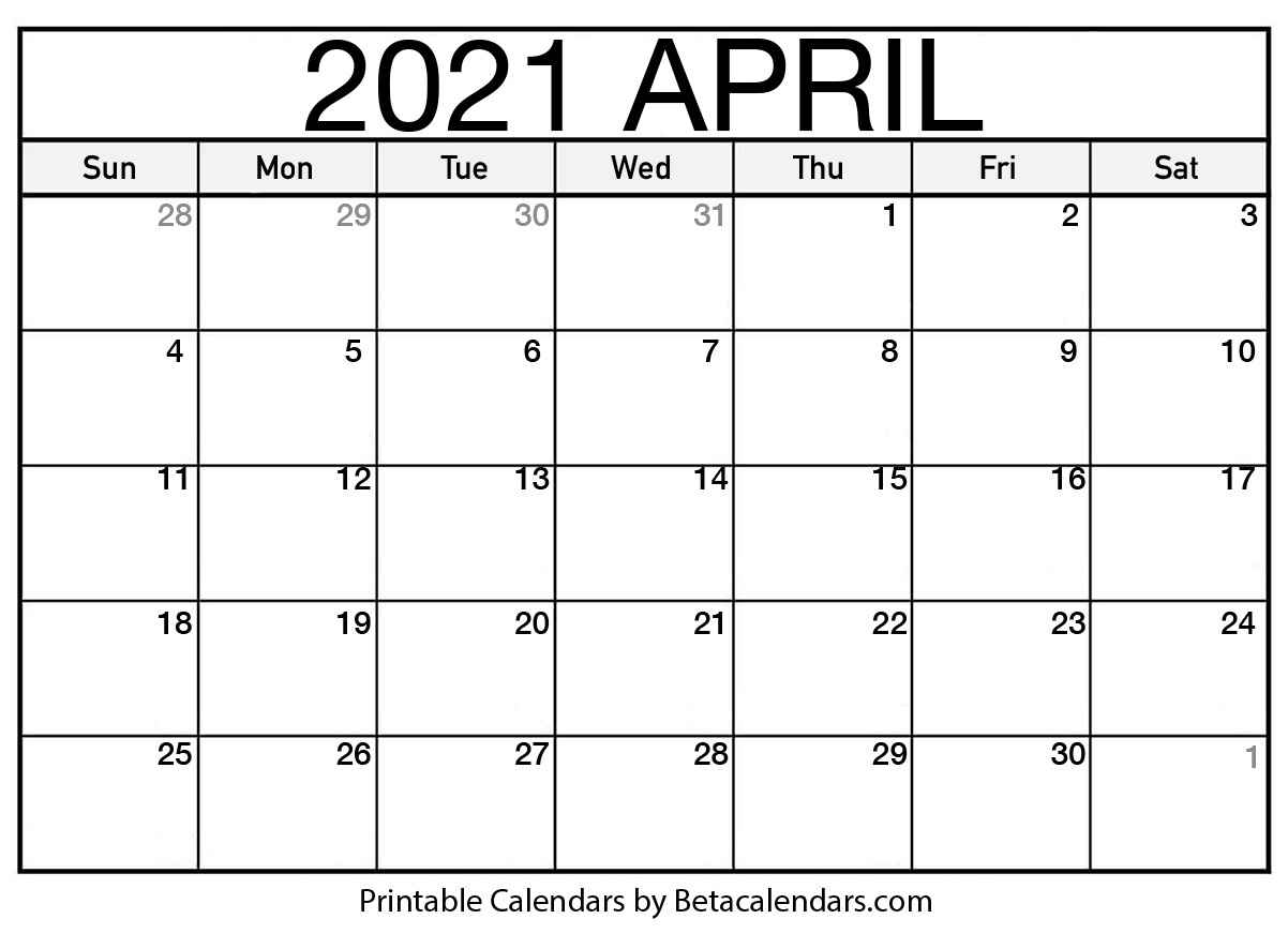 April 2021 Calendar | Blank Printable Monthly Calendars