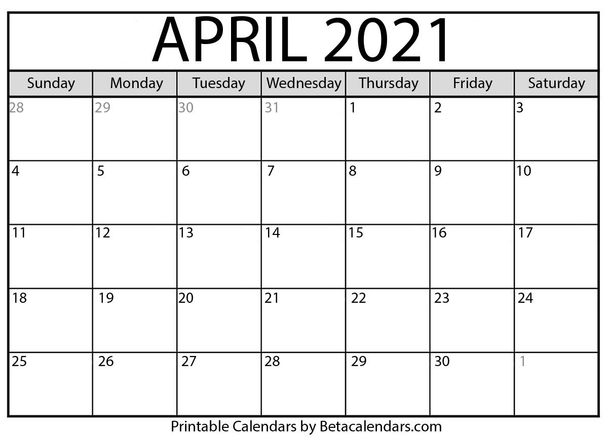 April 2021 Calendar