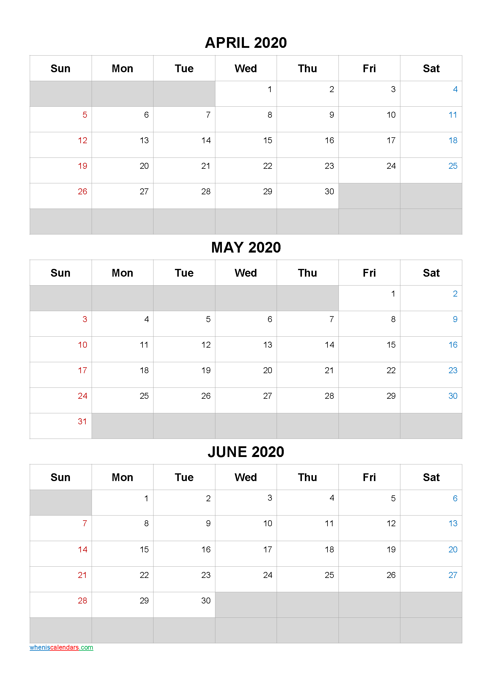 April May June 2020 Free Printable 3 Month Calendar-20Ar5