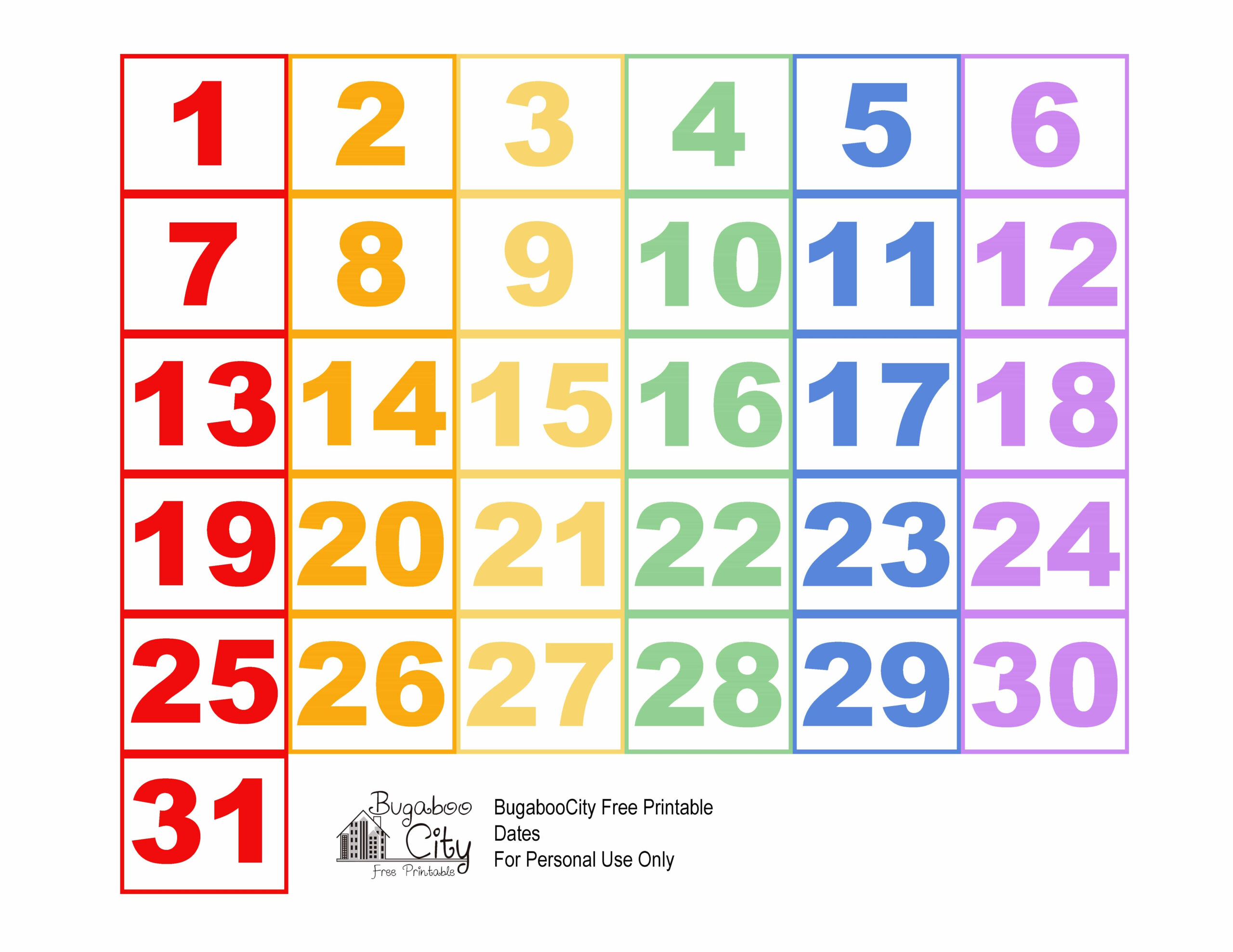 Best Of Printable Numbers For Calendar | Free Printable