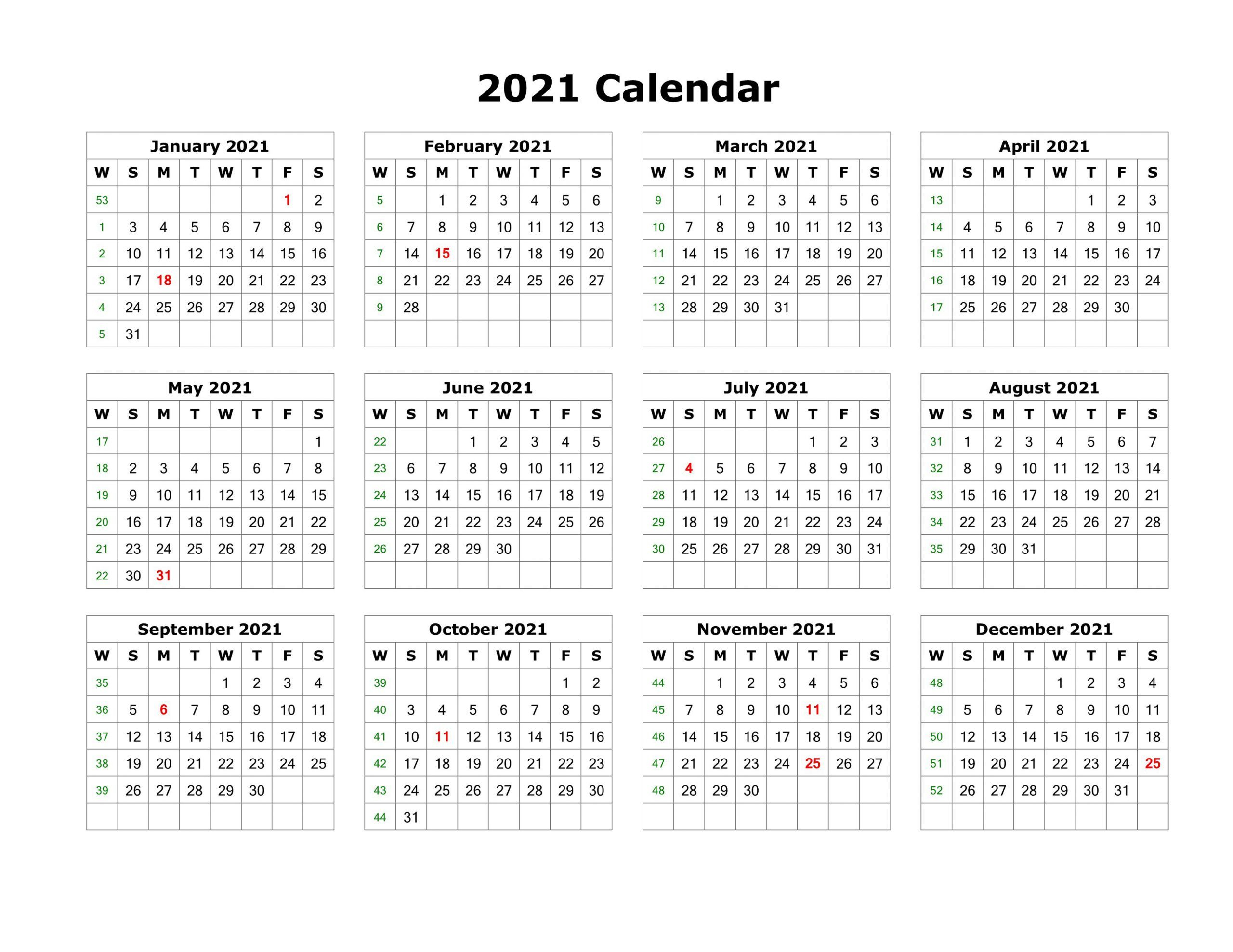 12 Month Calendar 2021 | Calendar Printables Free Templates