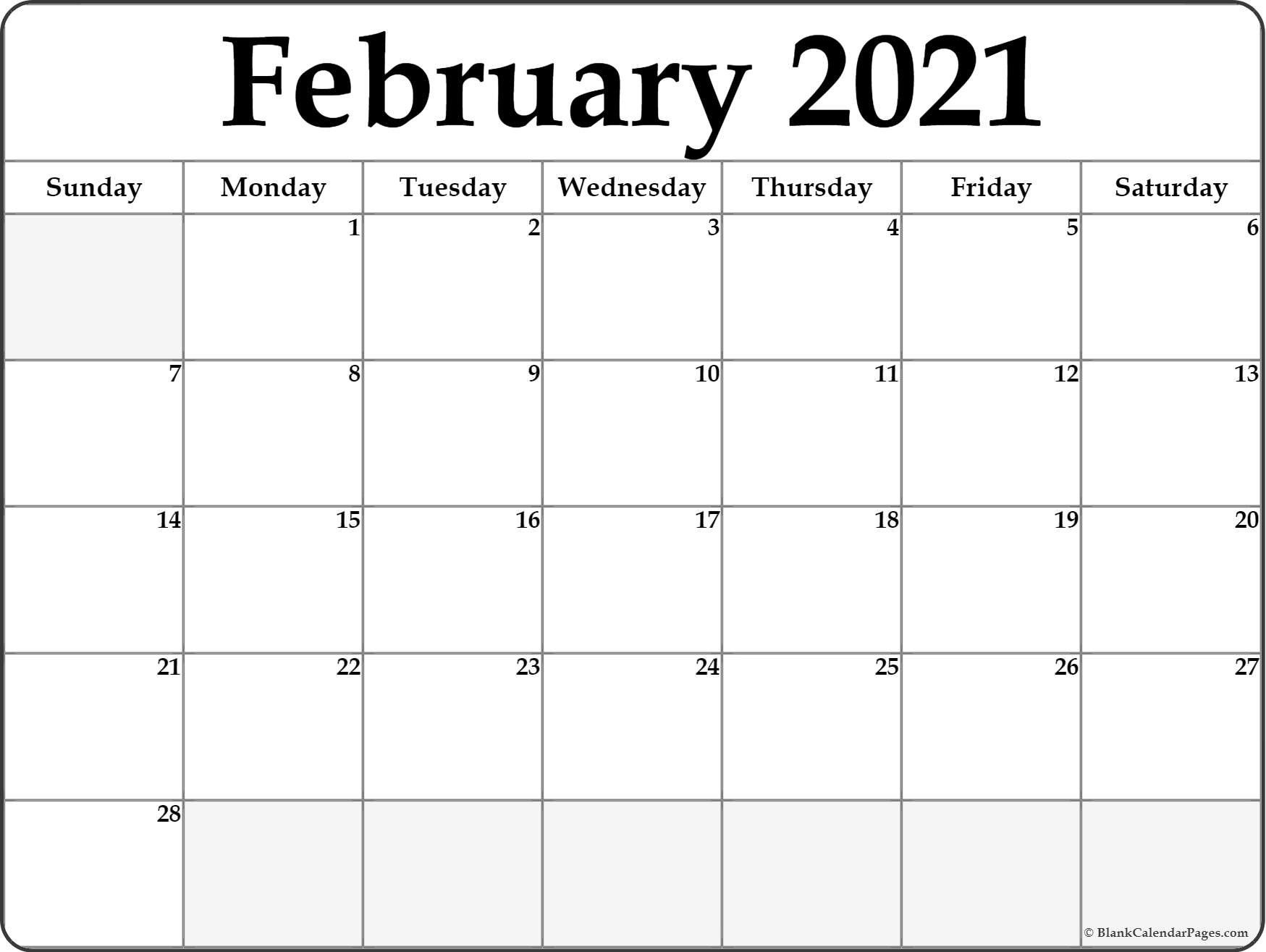 Calendar 2021 January February Blank In 2020 | February