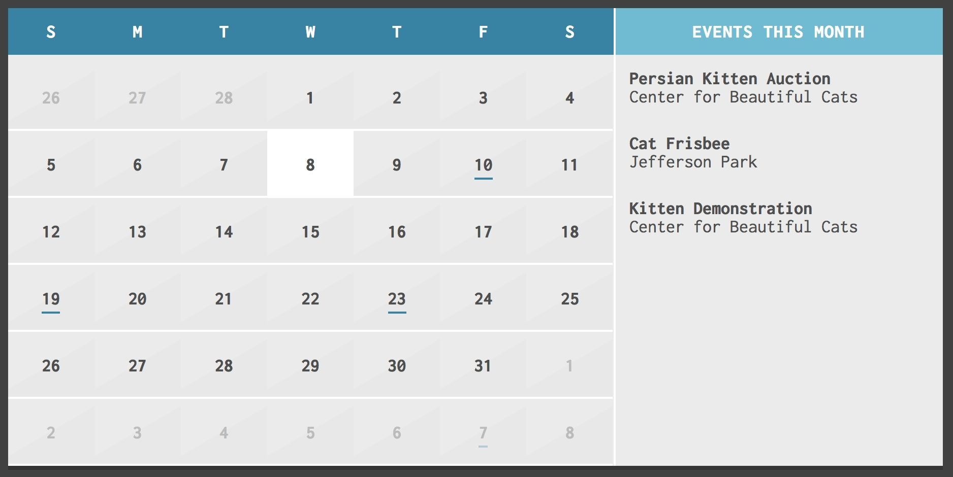 Jquery.calendario Week View