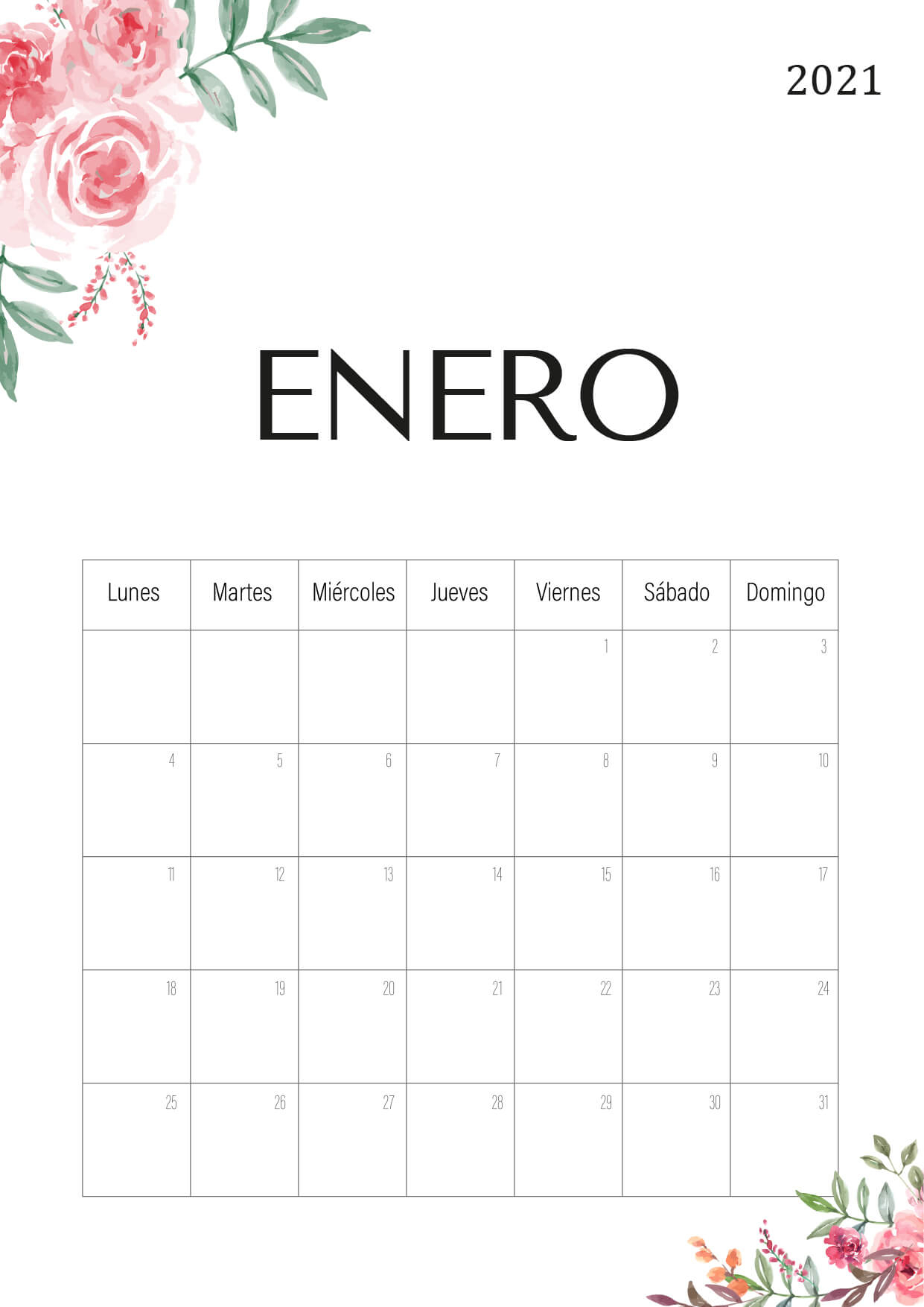 Calendario 2021 Pdf - Bonito Para Imprimir