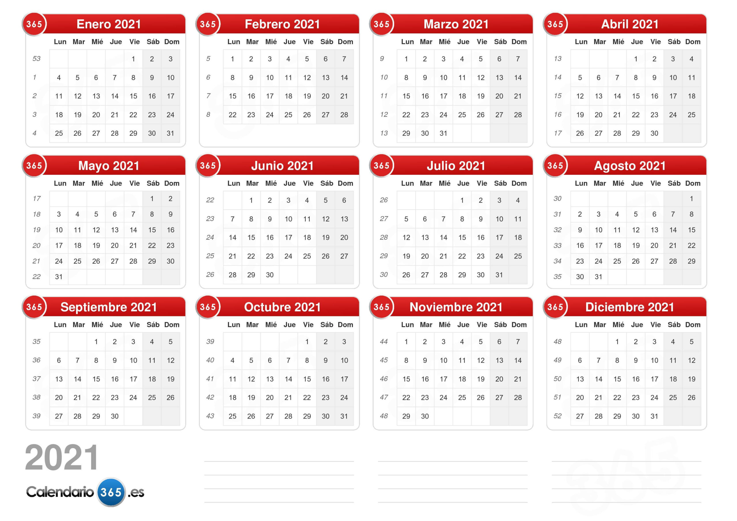 Calendario 2021