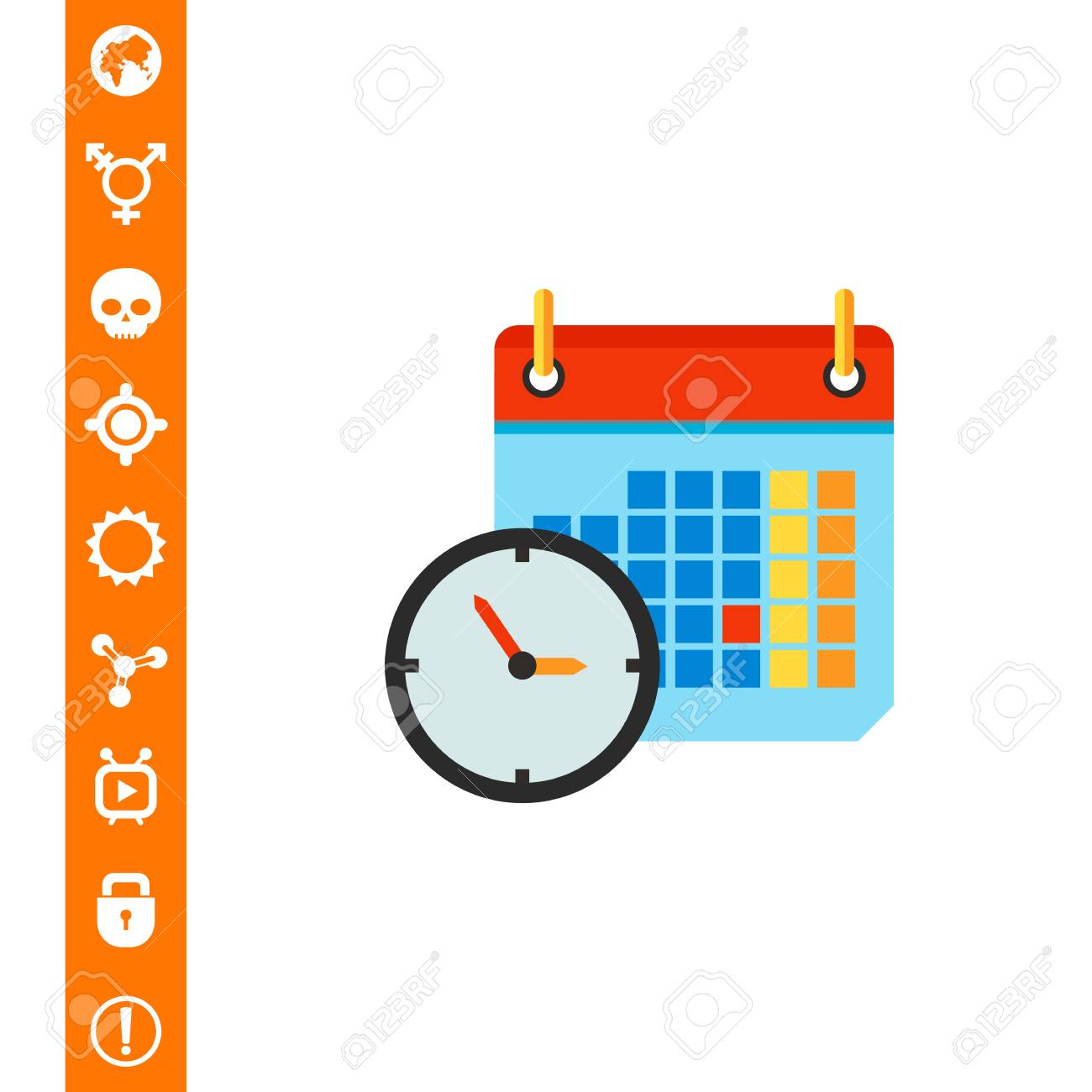 Clock And Calendar In Background. Time Shedule Date. Calendar..