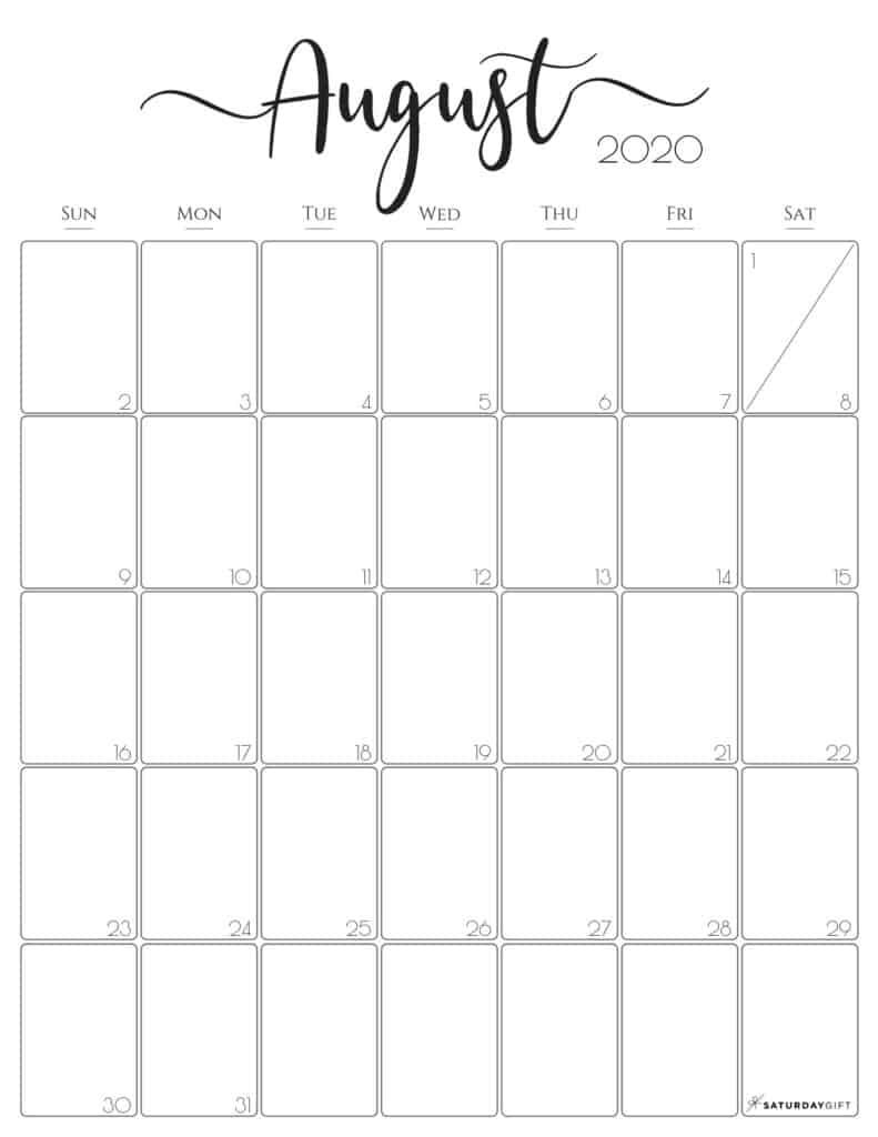 Cute (&amp; Free!) Printable August 2021 Calendar | Saturdaygift