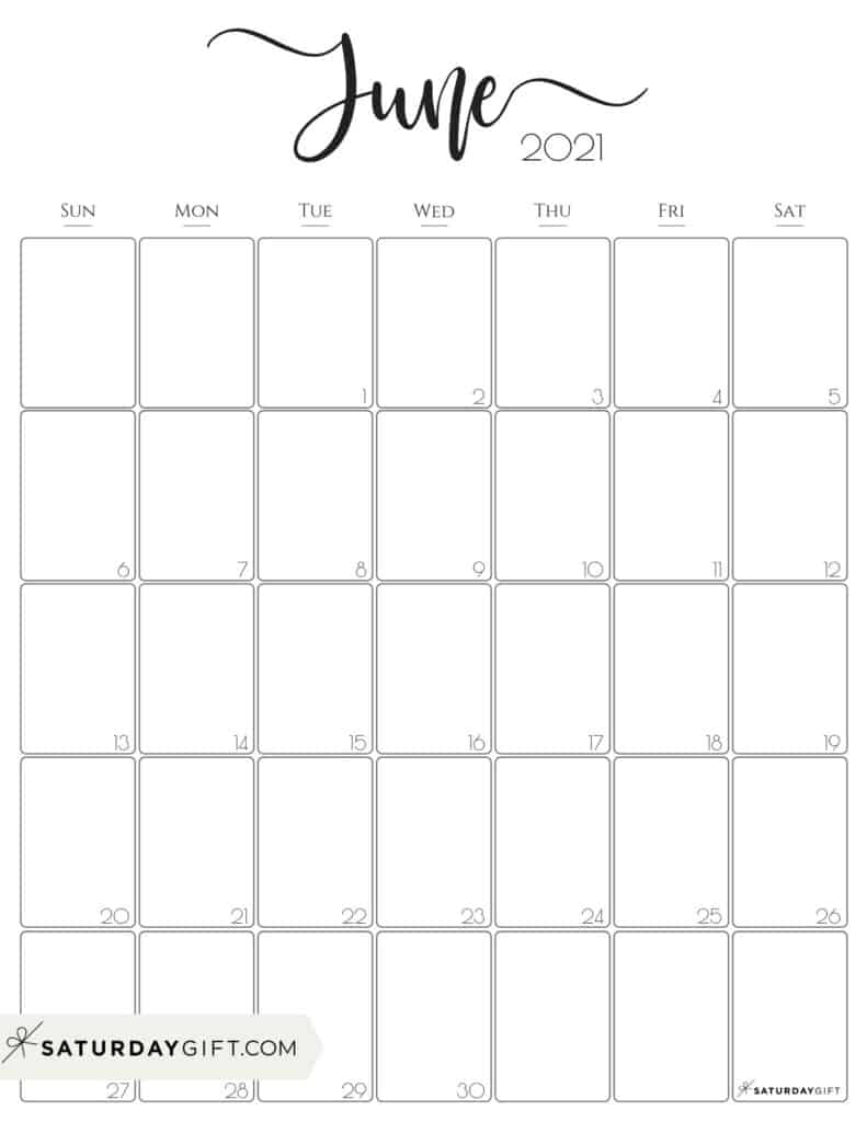 Cute (&amp; Free!) Printable June 2021 Calendar | Saturdaygift