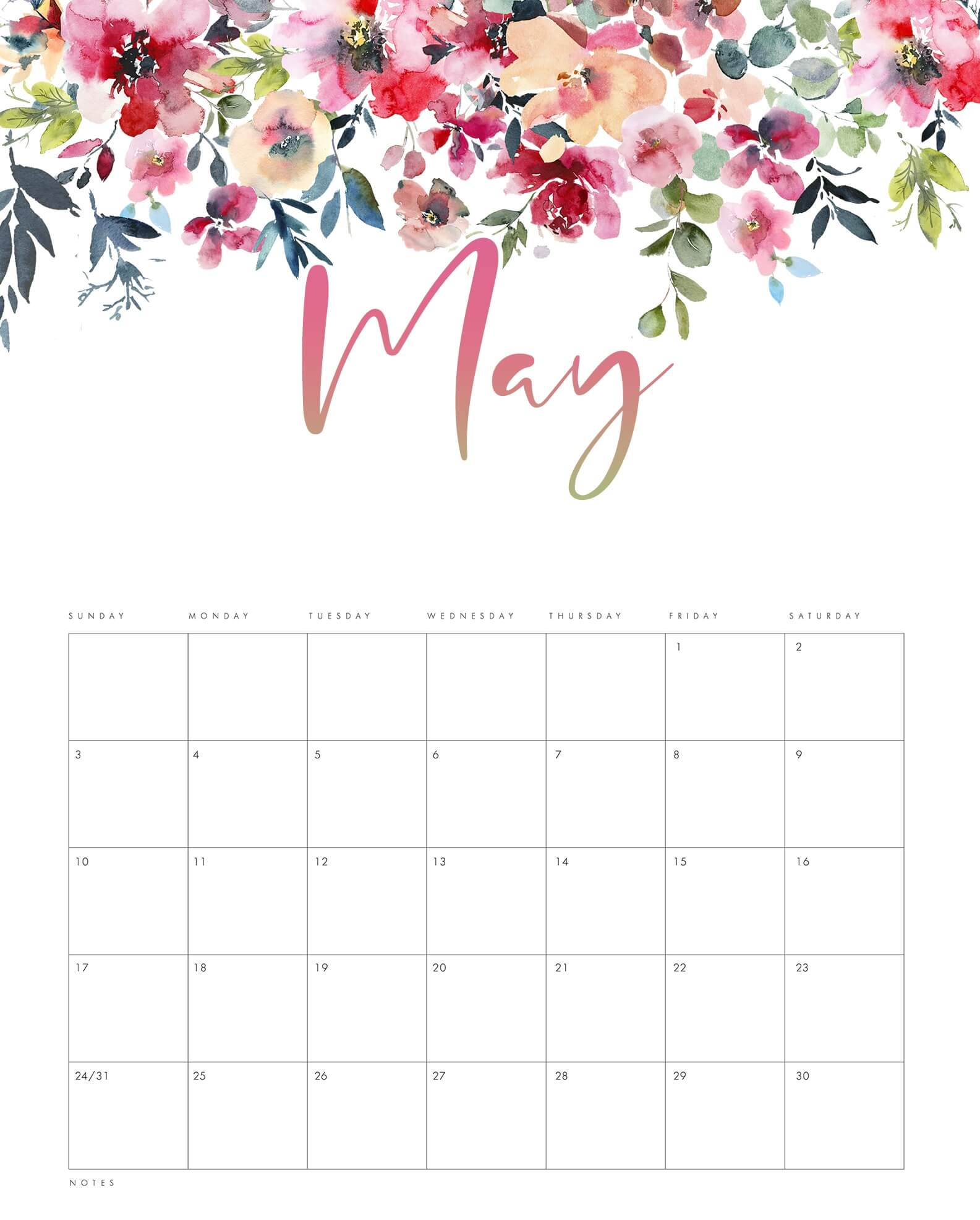 Cute May 2020 Calendar Template For Manage Your Business And