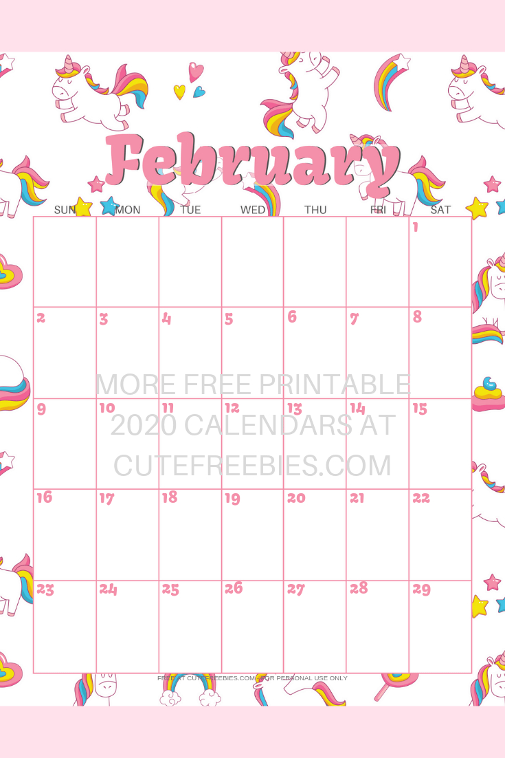 Cute Unicorn 2021 Calendar - Free Printable! - Cute Freebies