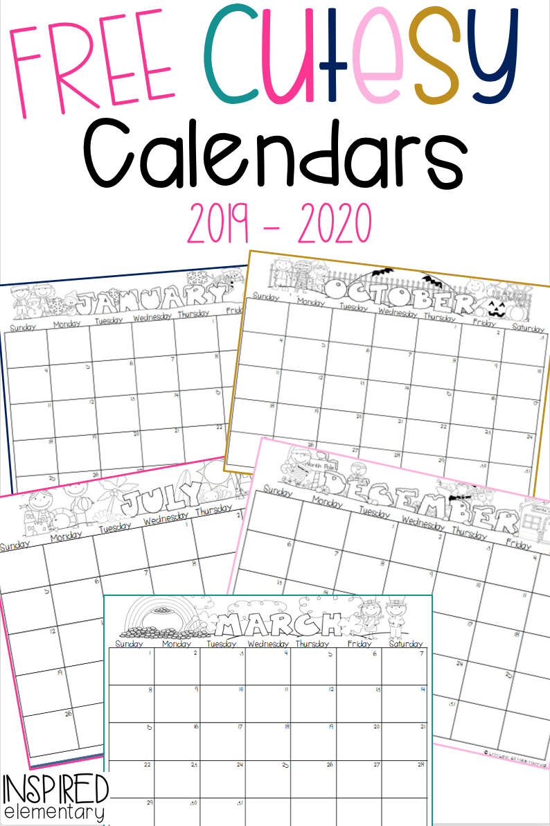 Cutesy Calendar Freebie! · Inspired Elementary | Preschool