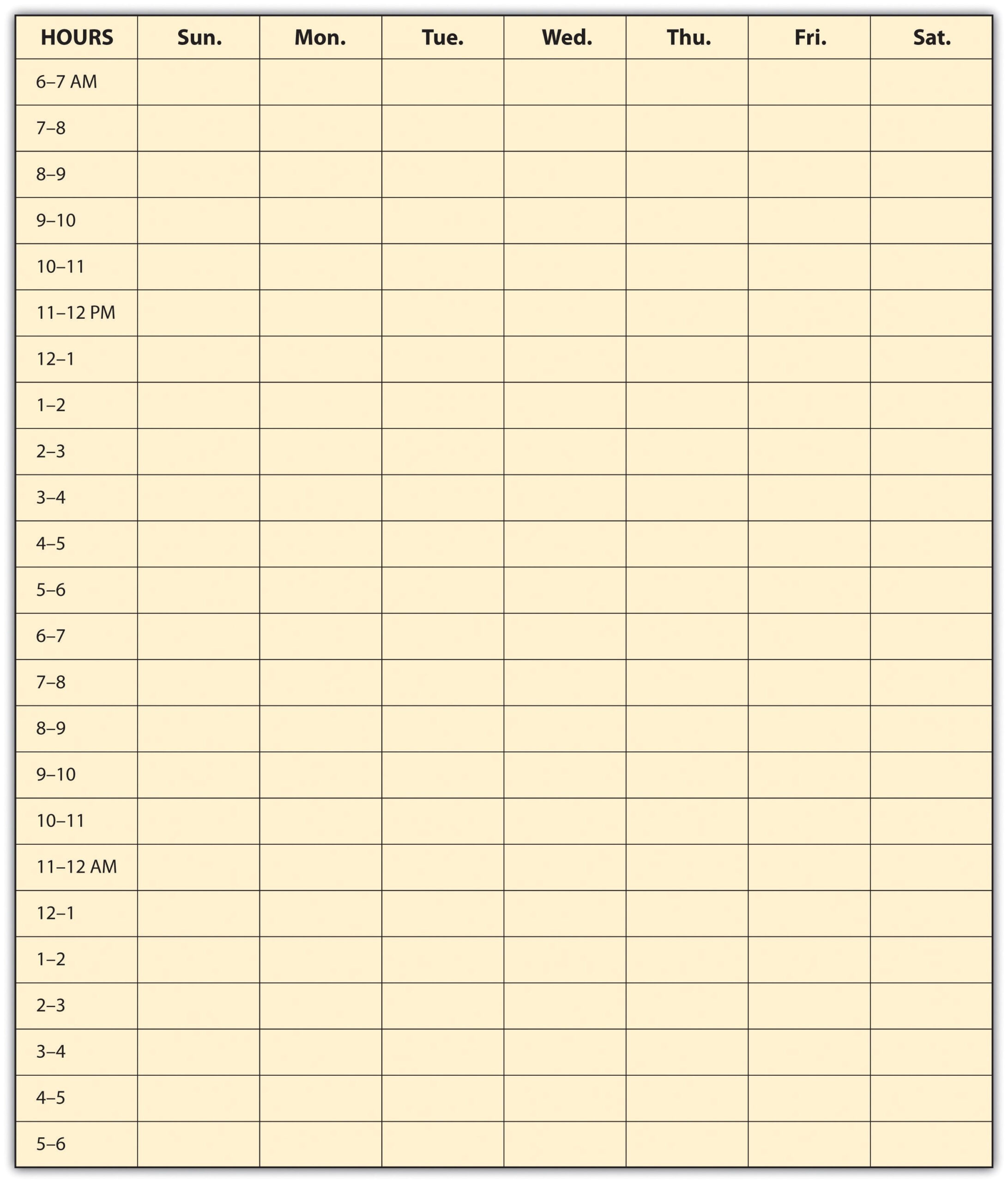 Day Planner With Time Slots Printable Weekly Calendar With