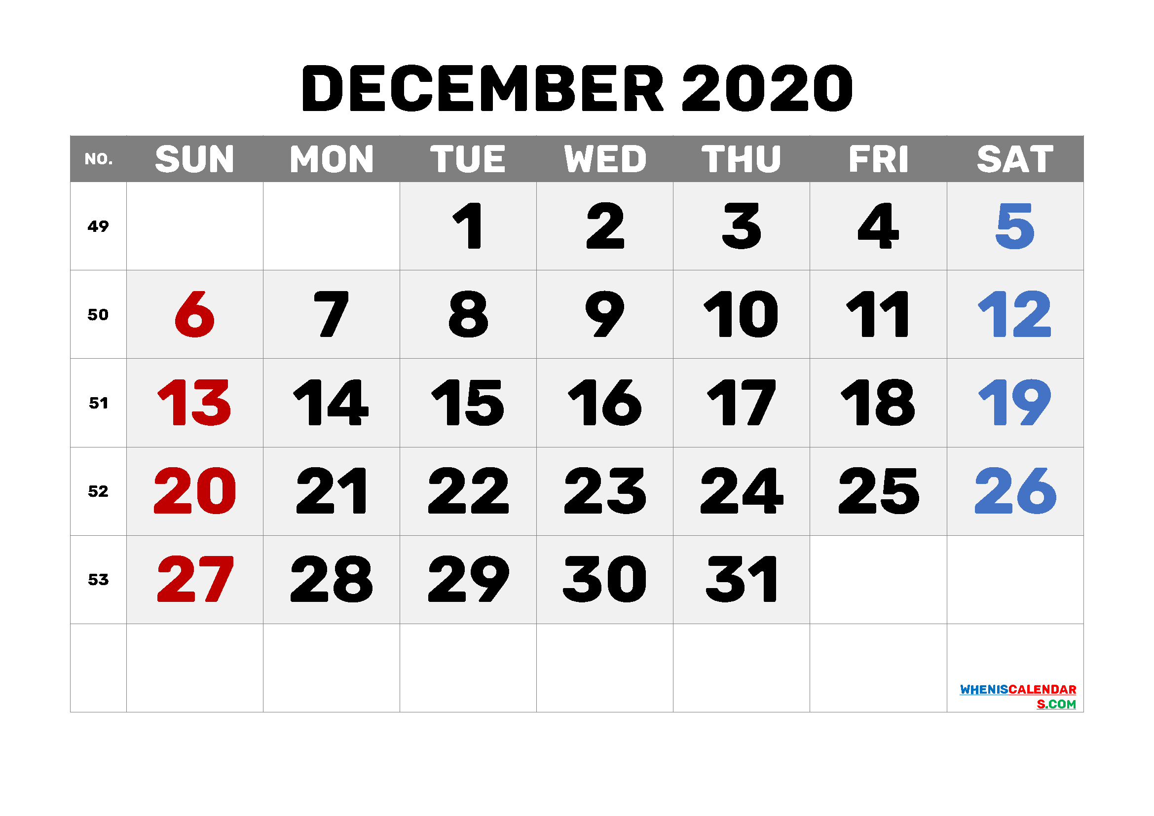 December 2020 Calendar Printable Free 6 Templates - Free