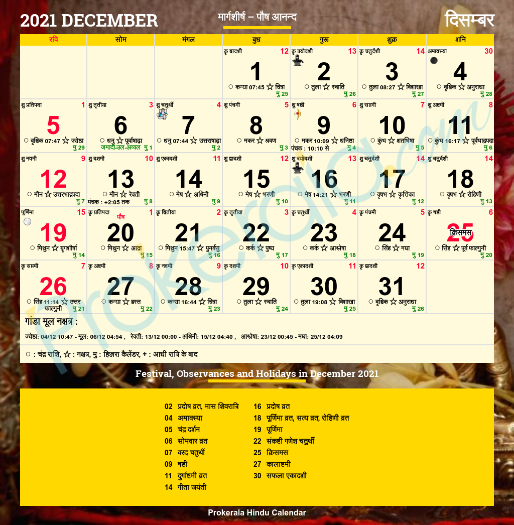 December 2020 Calendar With Holidays India - Google Search