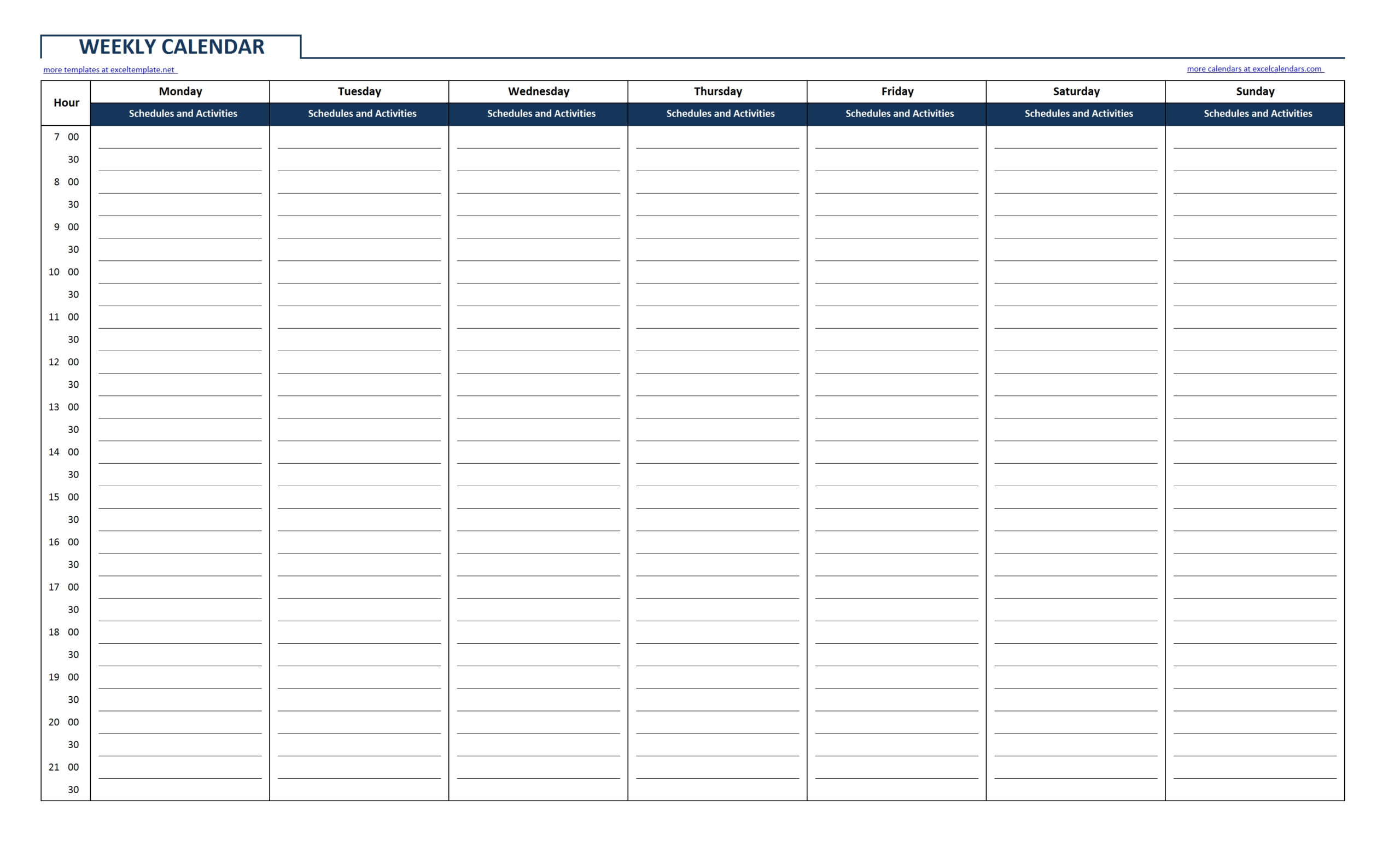 Download Free Printable Weekly Calendar With Time Slots