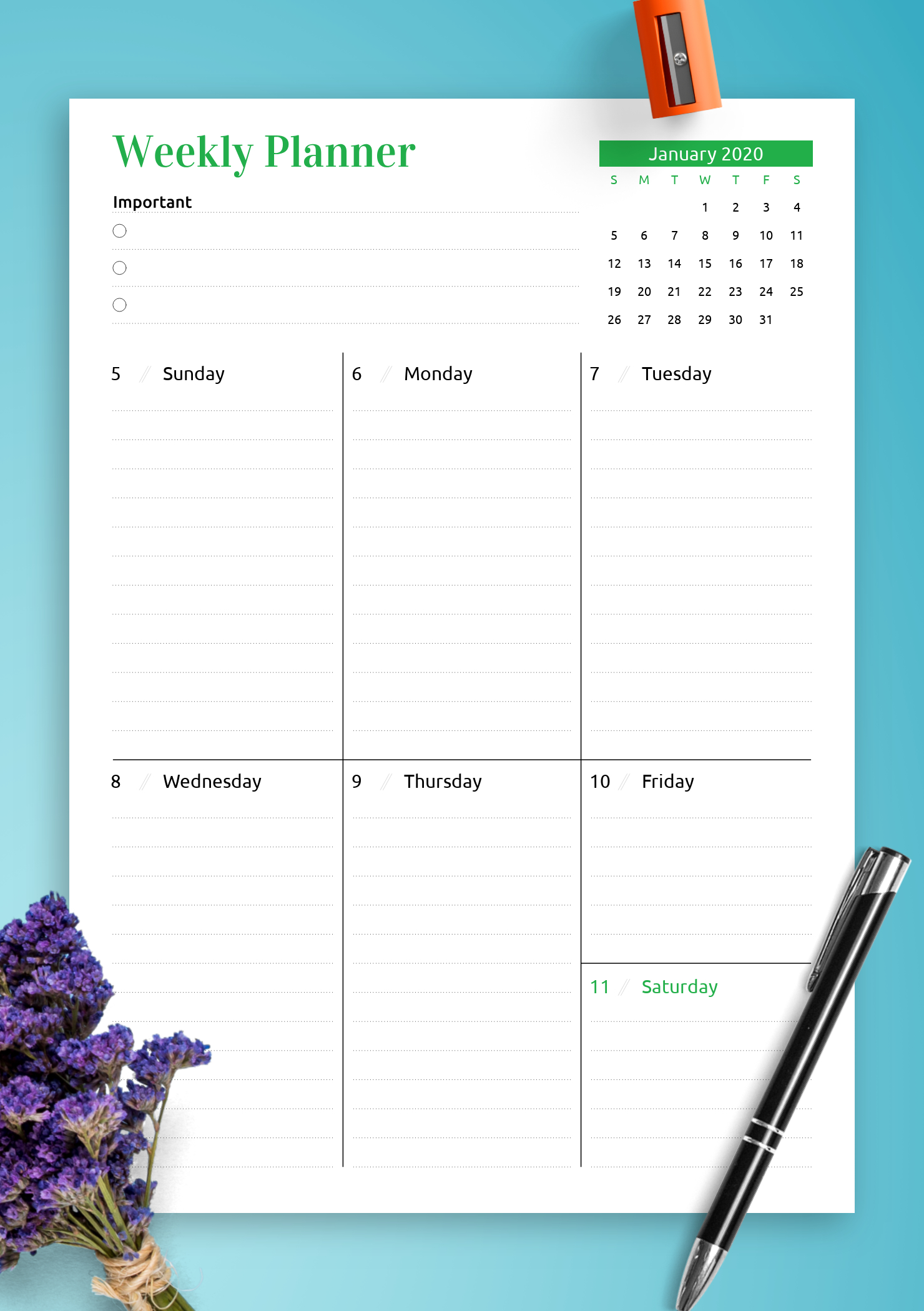 week at a glance download calendar printables free templates