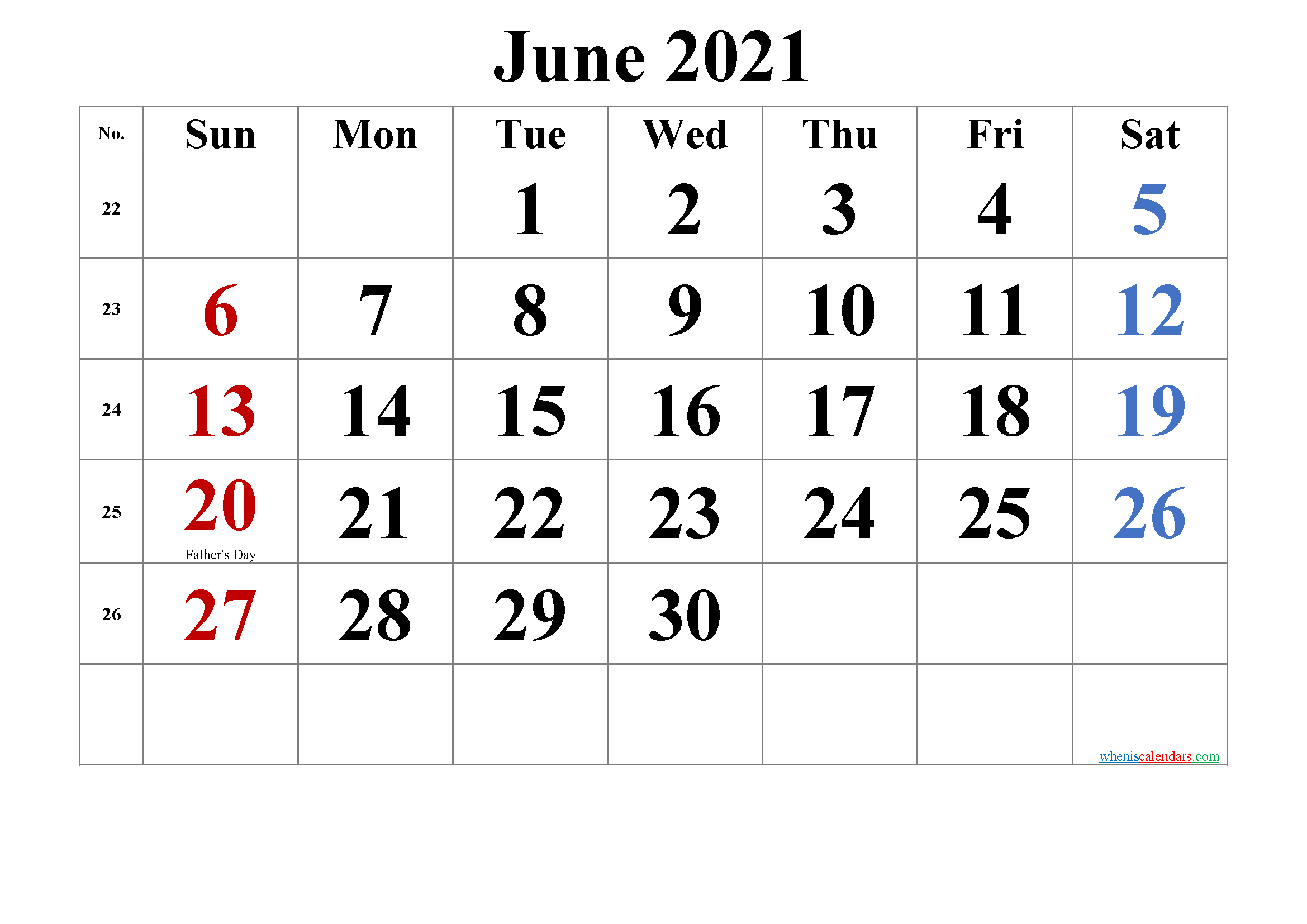 Editable June 2021 Calendar-Template No.tr21M42 – Free 2020
