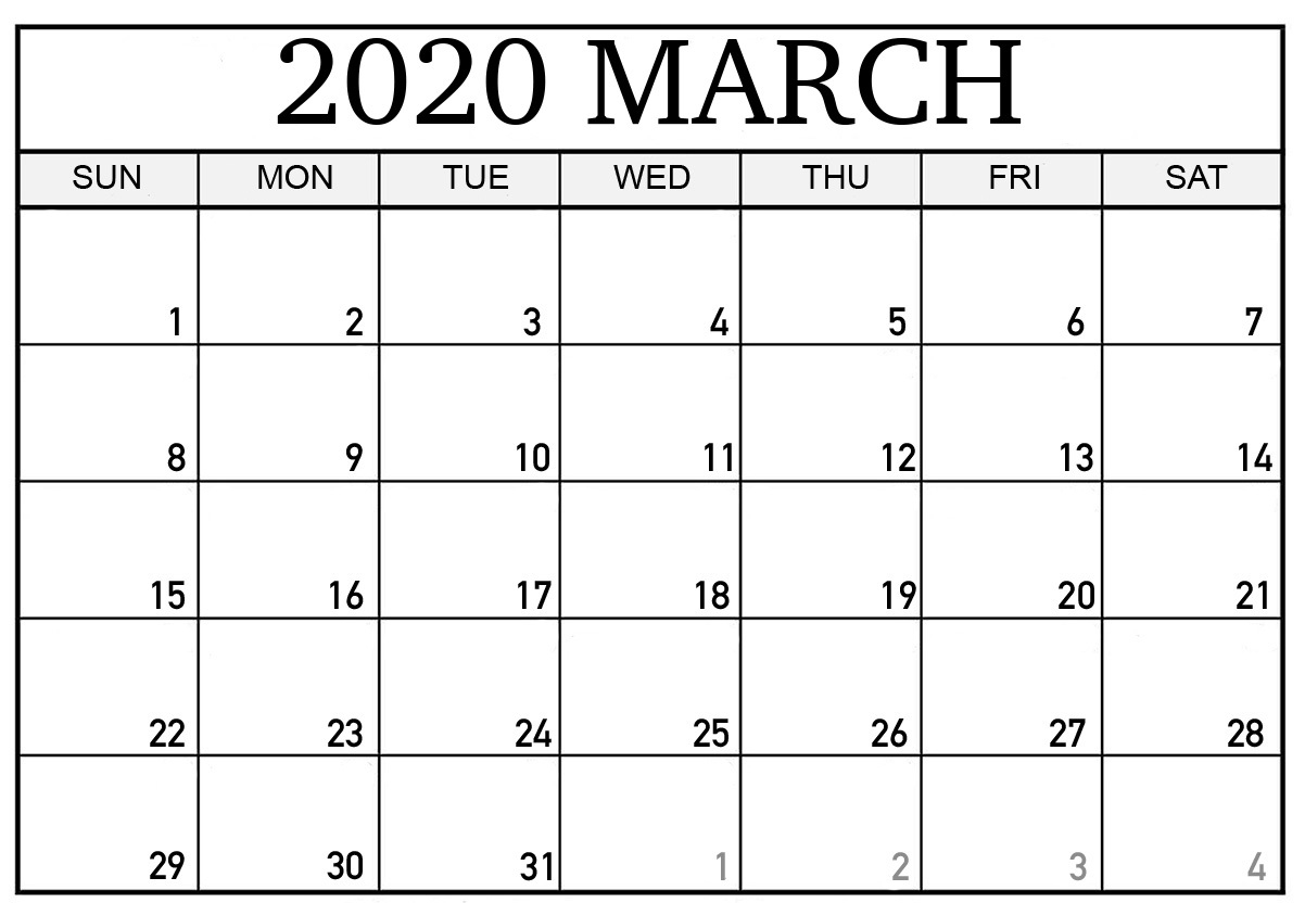 Editable March 2020 Calendar Template In Pdf Word Excel With