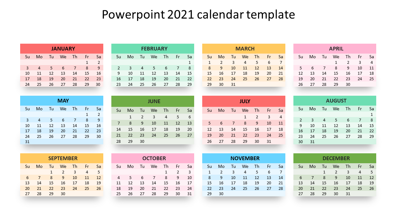 Editable Powerpoint 2021 Calendar Template