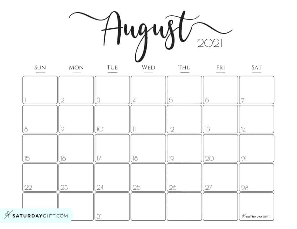 Elegant 2021 Calendar - Pretty Printable Monthly Calendars