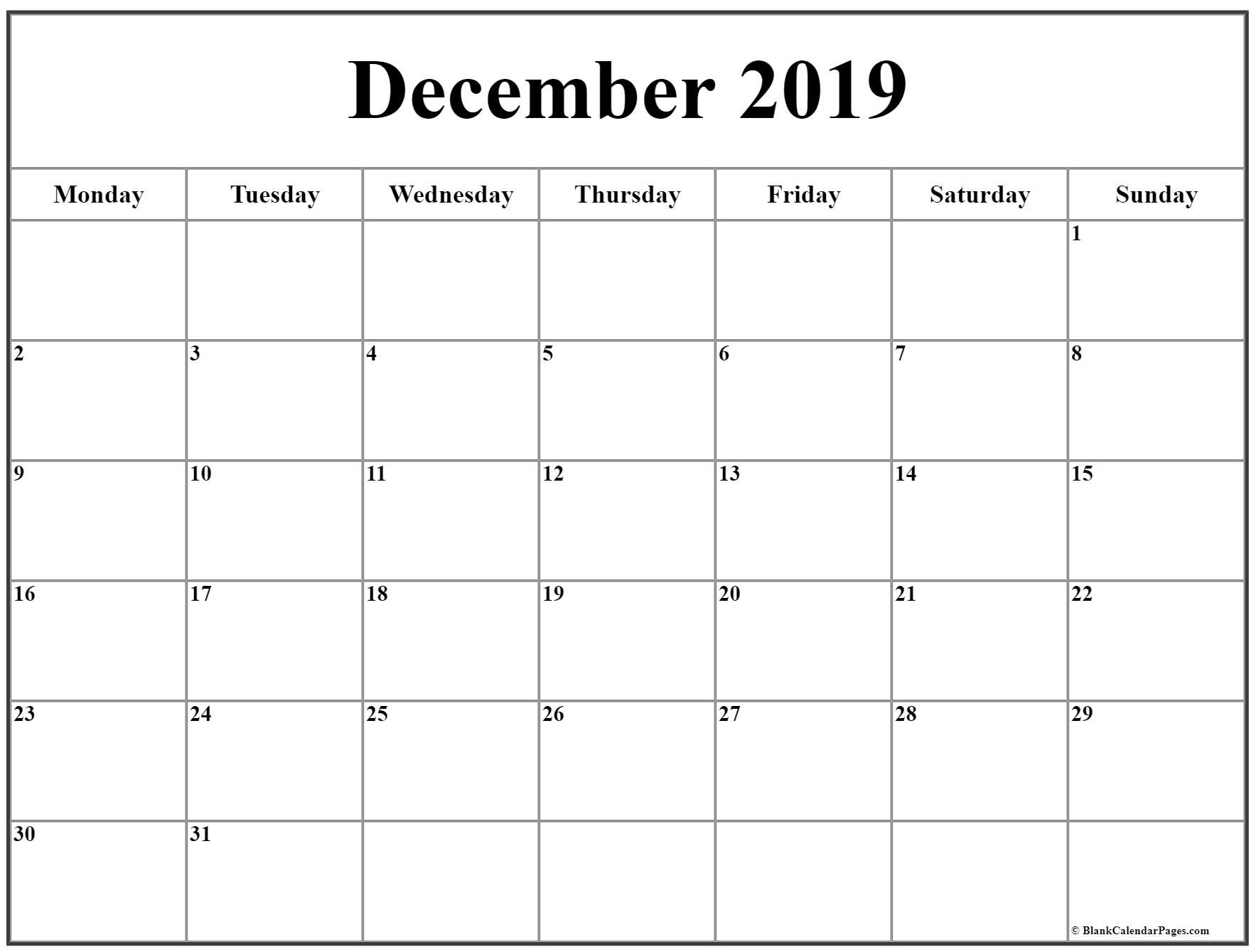 Exceptional Blank Calendar Starting On Monday In 2020
