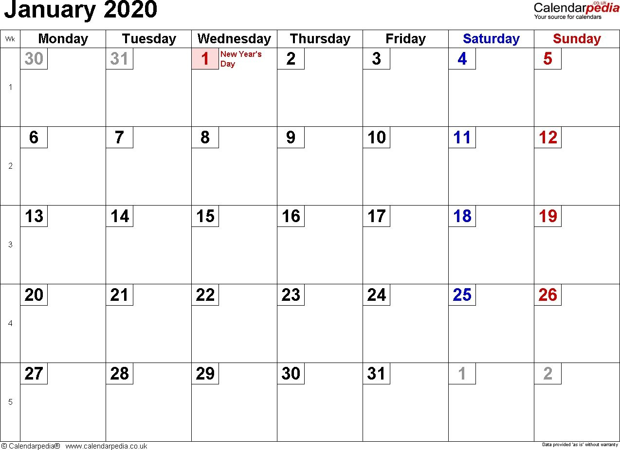 Exceptional January 2020 Calendar With Holidays In 2020