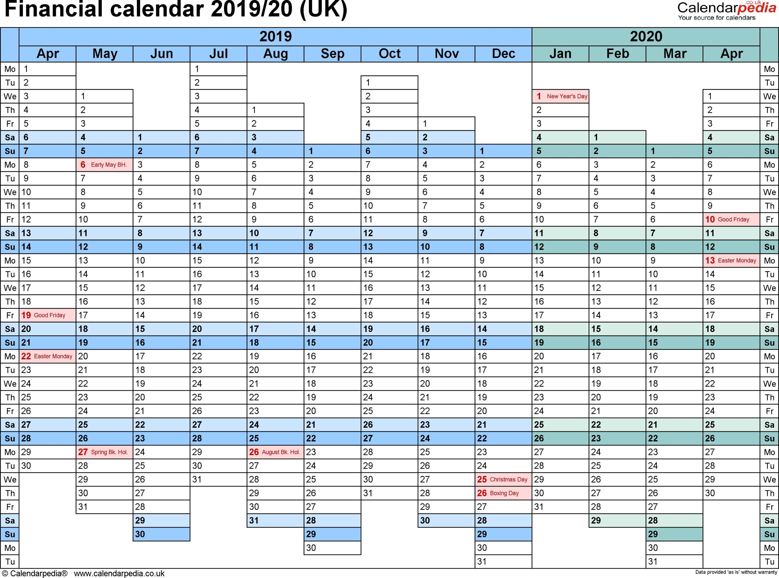 Financial Week Calendar