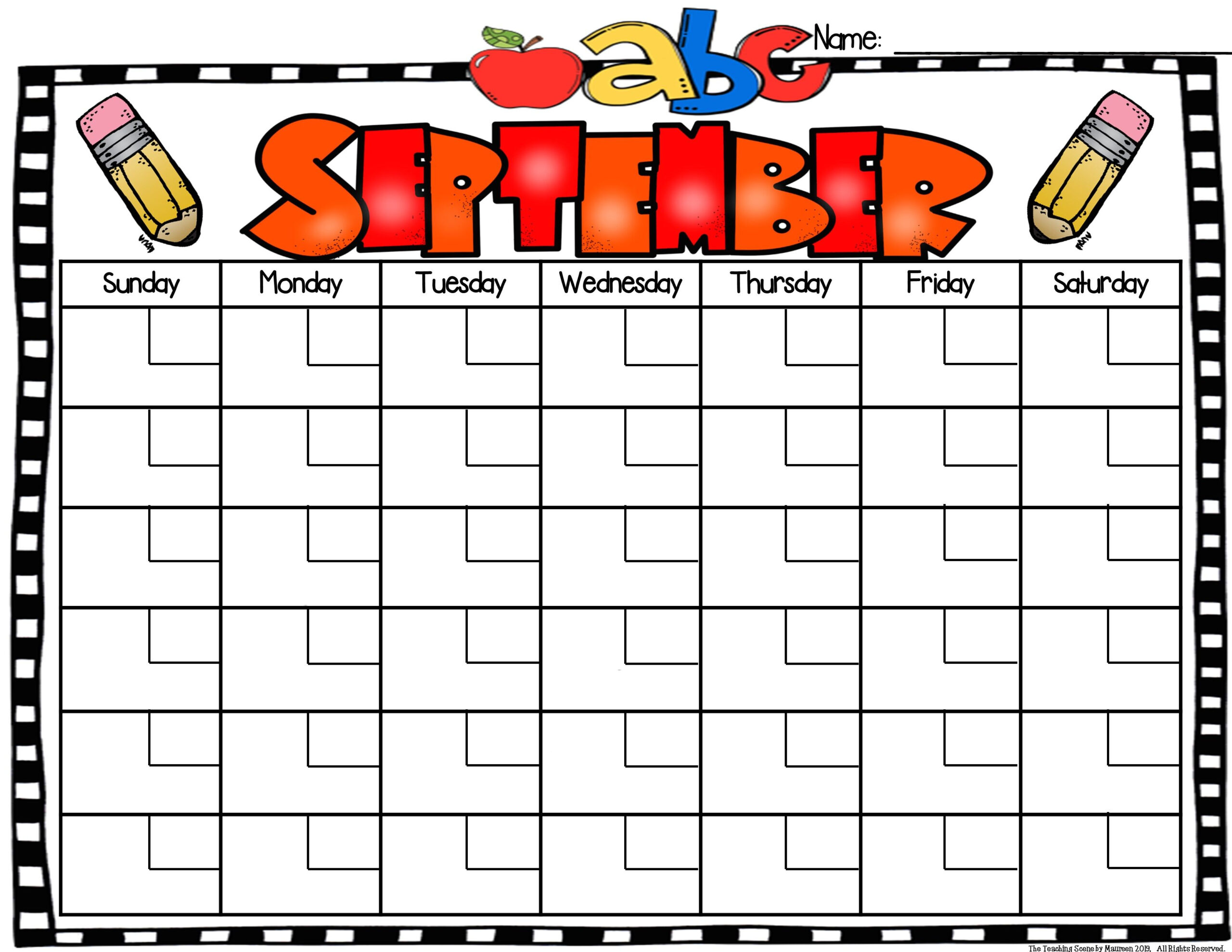 Free Calendar For First Grade