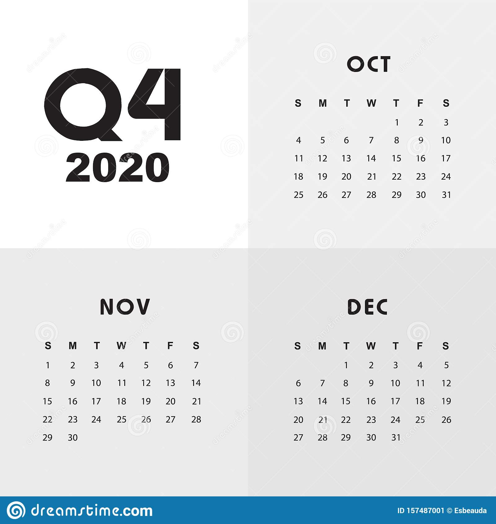 Fourth Quarter Of Calendar 2020 Stock Vector - Illustration