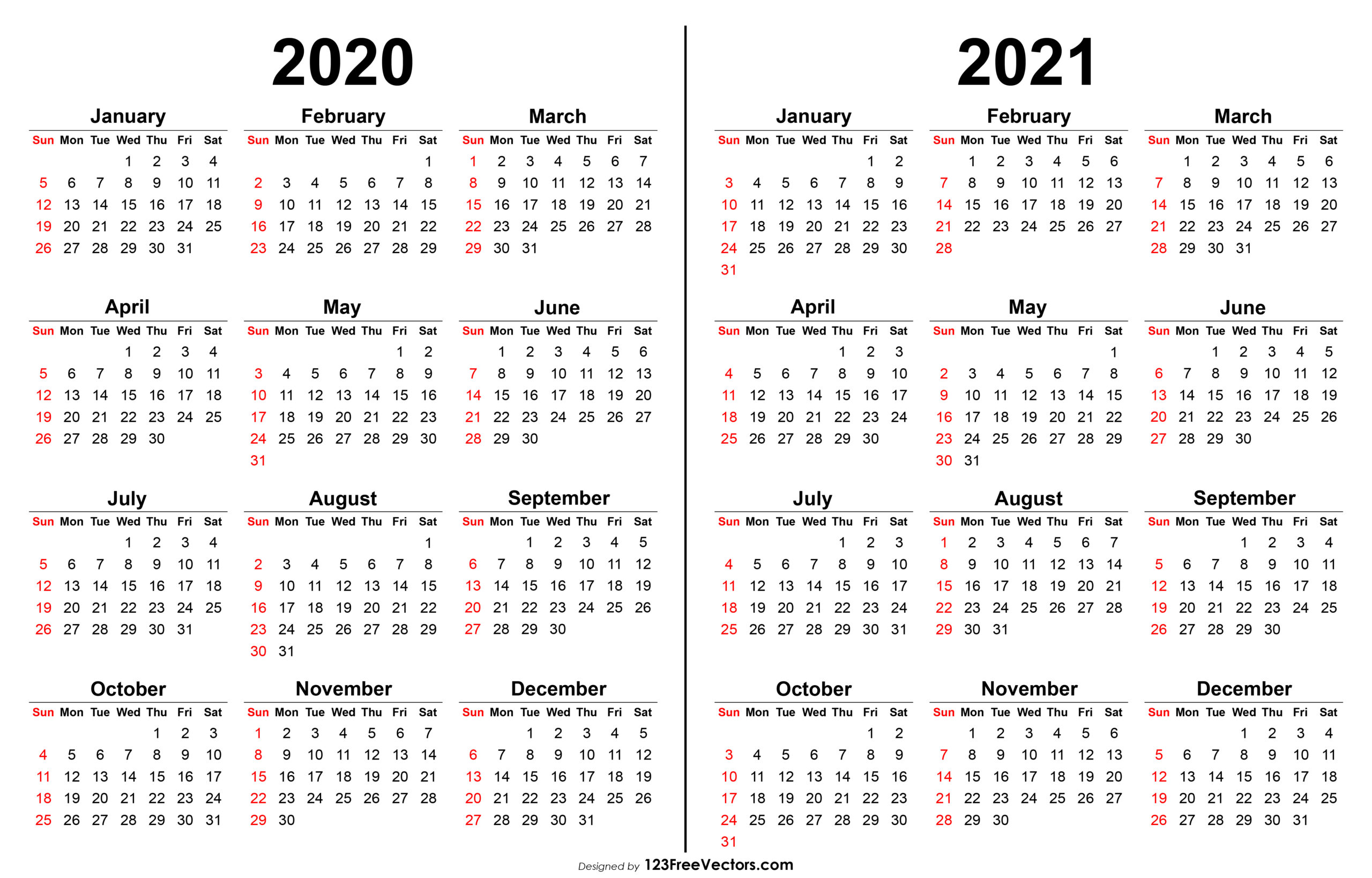 Free 2020 2021 Calendar