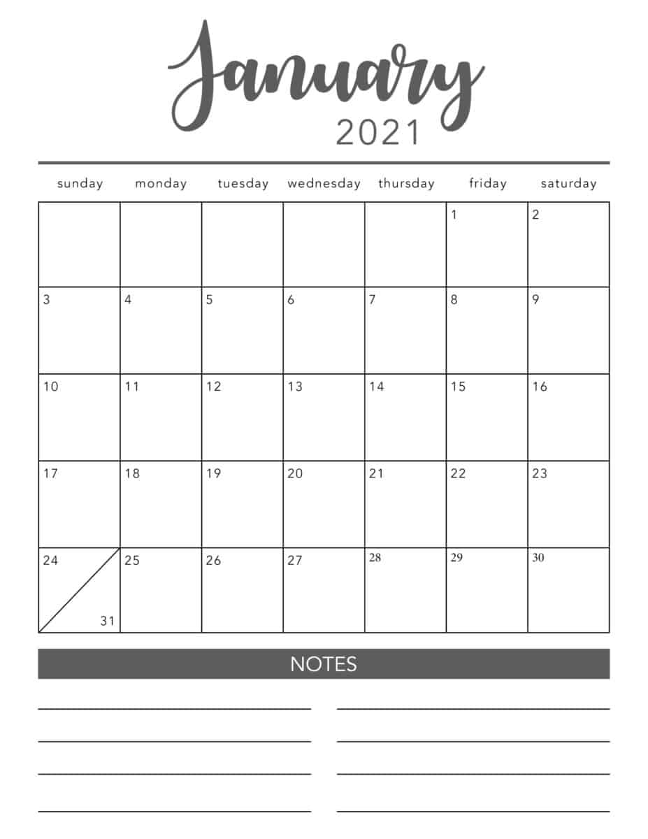 2021 Printable Monthly Calendar With Lines Calendar Printables Free 7536